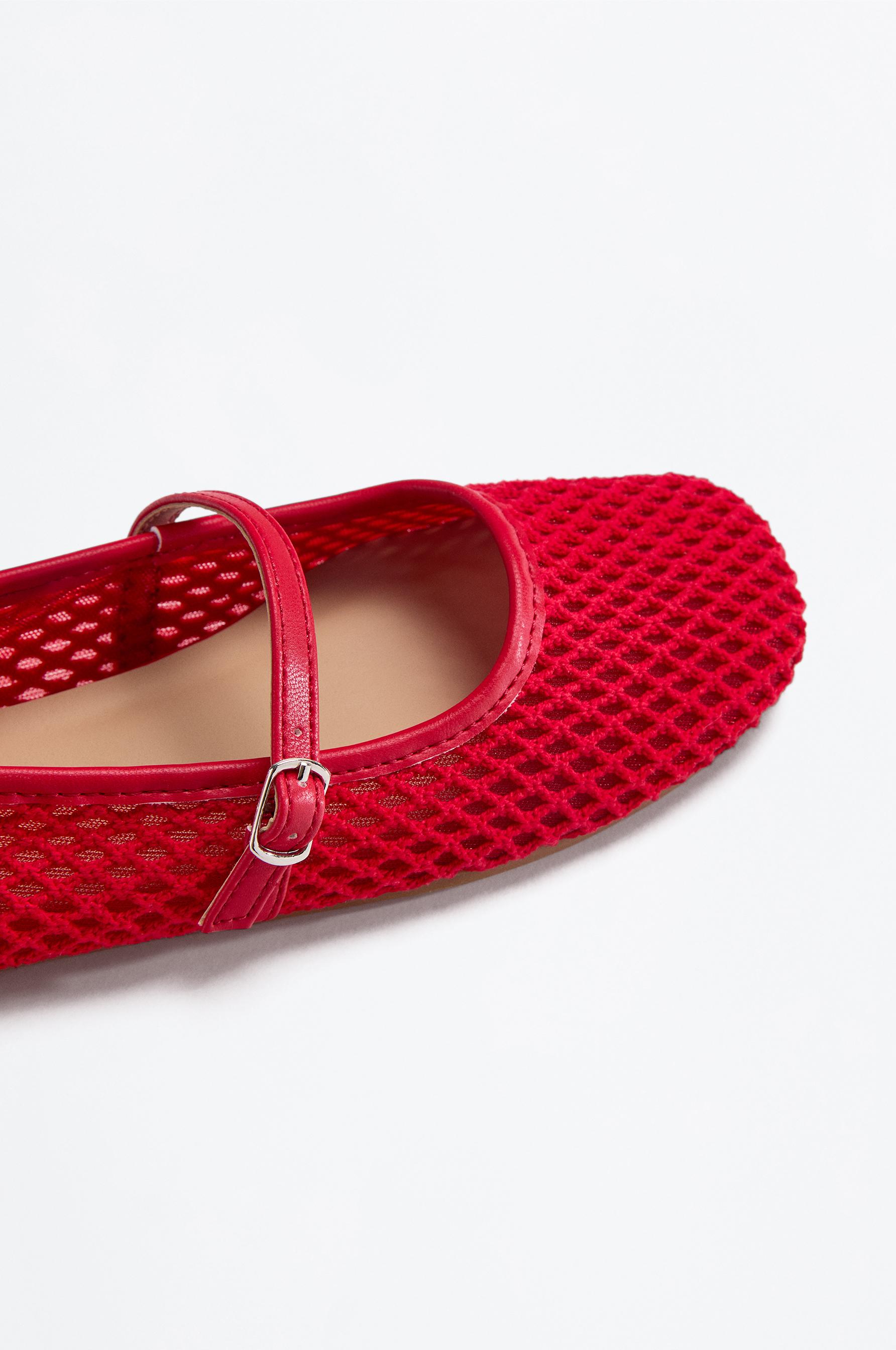 MESH BALLET FLATS — RED