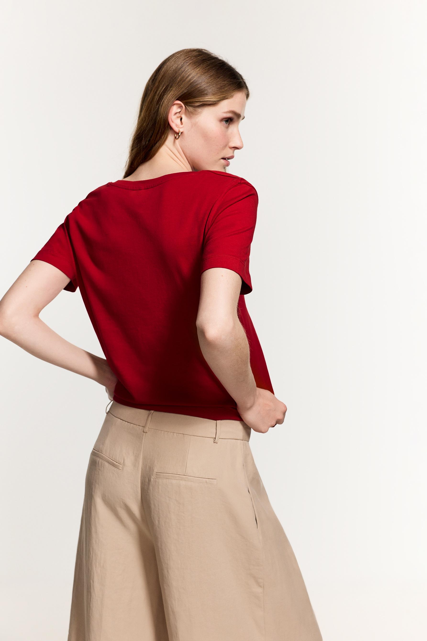 Basic V-neck T-shirt — RED