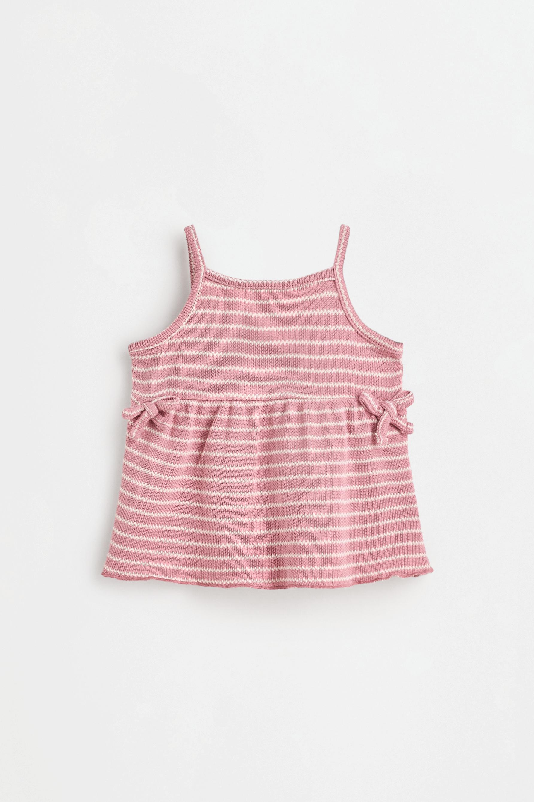 Striped bias cut top and shorts set — PINK
