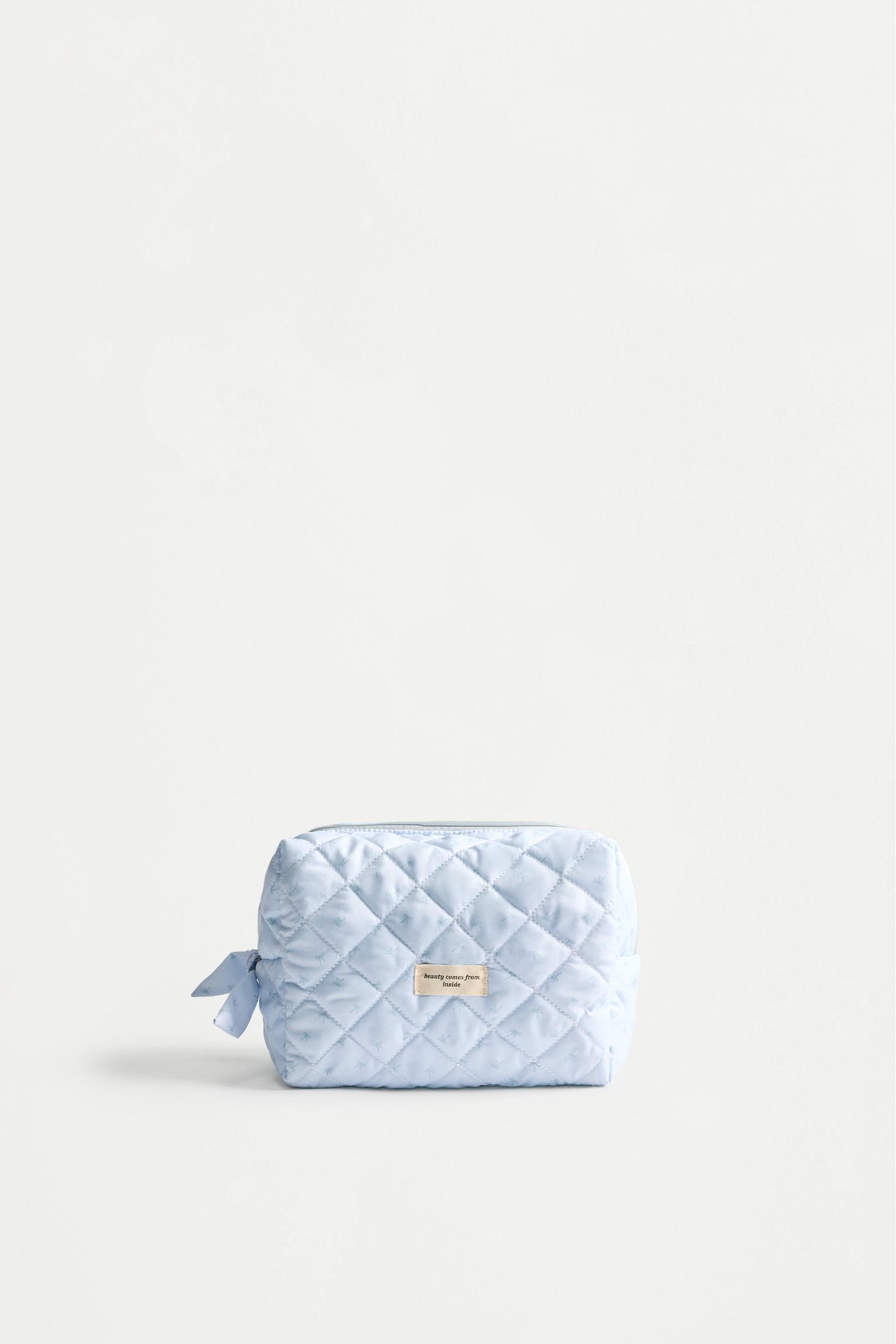 Large bow print toiletry bag — PASTEL BLUE