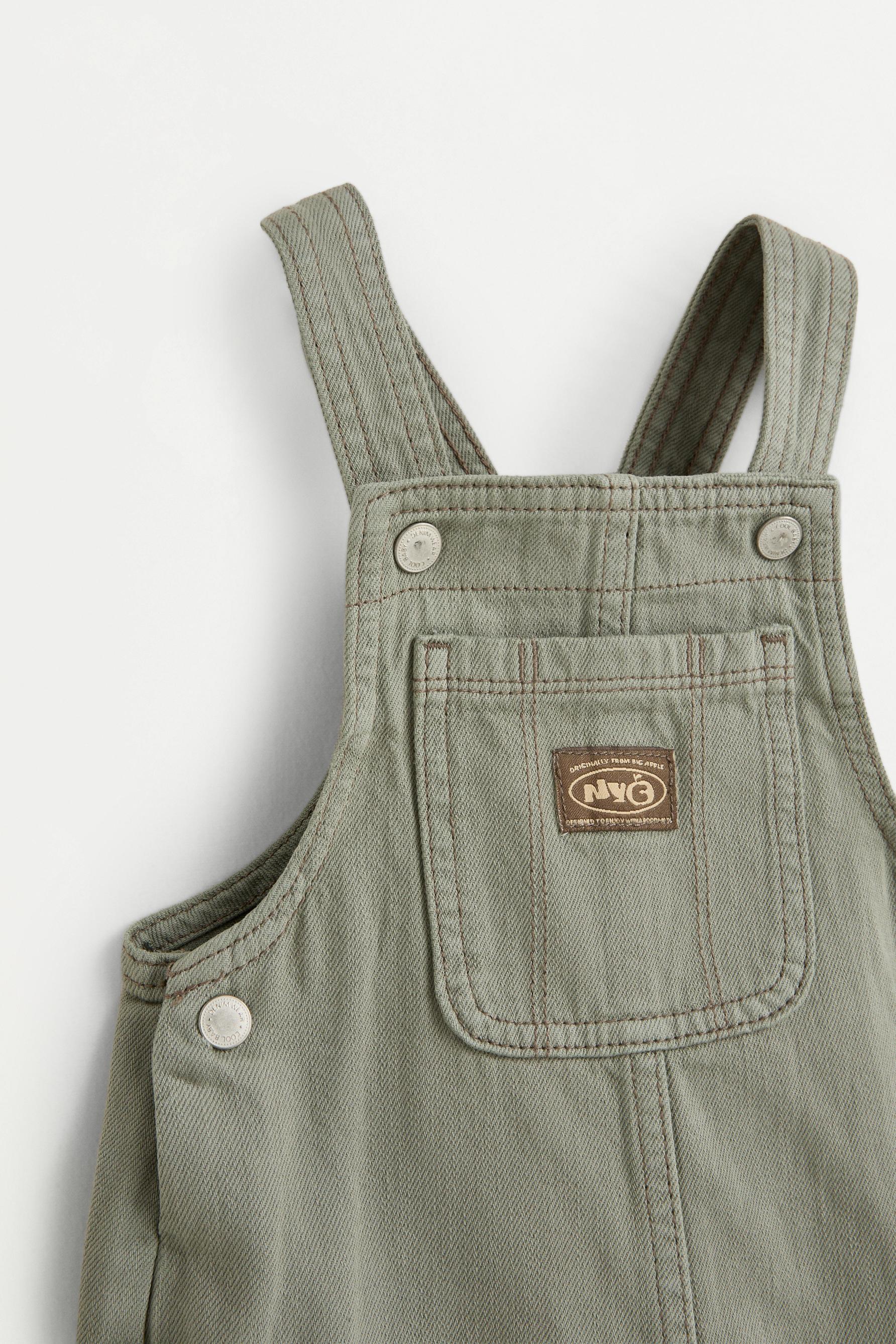 Short denim dungarees — KHAKI (alternate view)