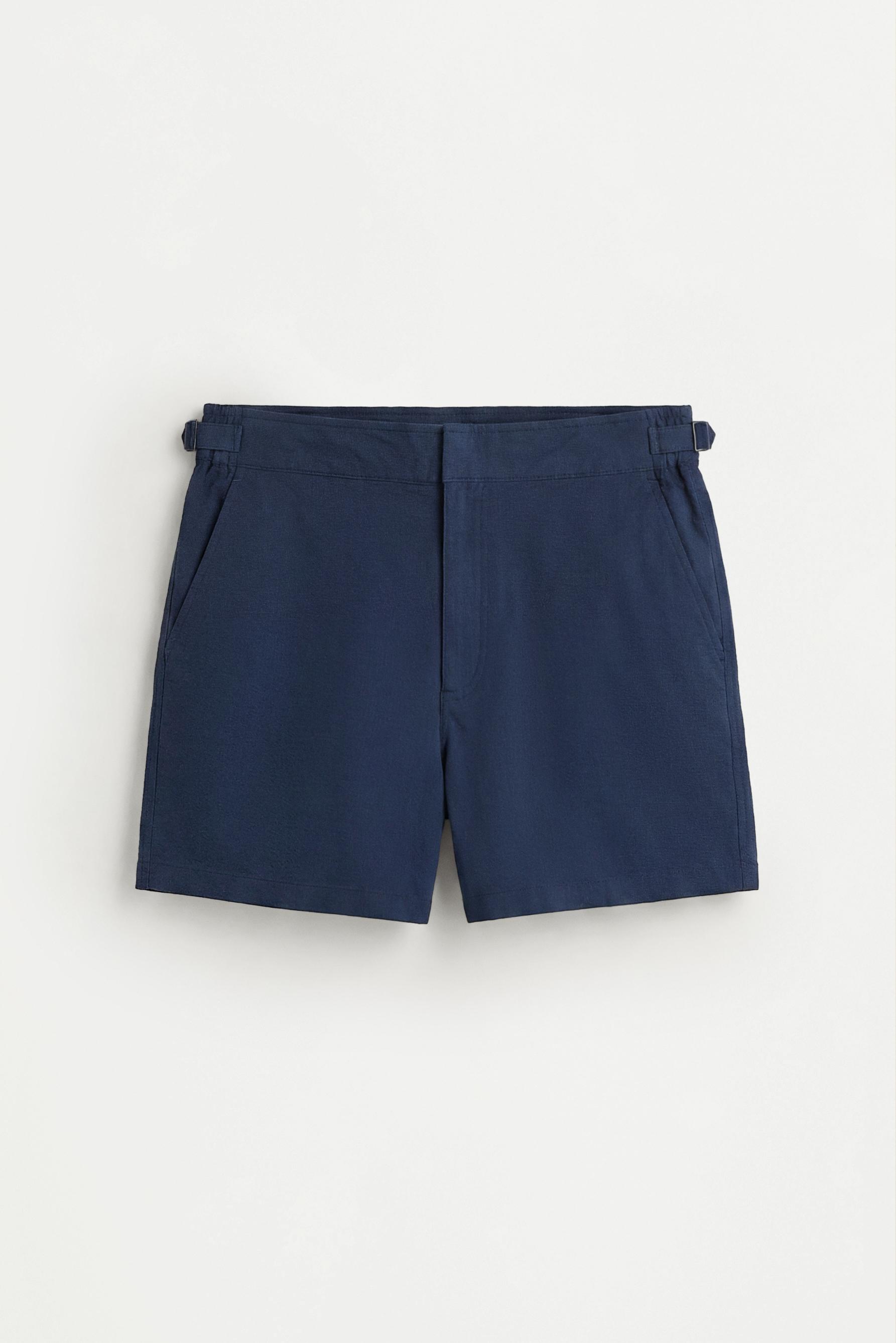 Short swim trunks with buckles — NAVY