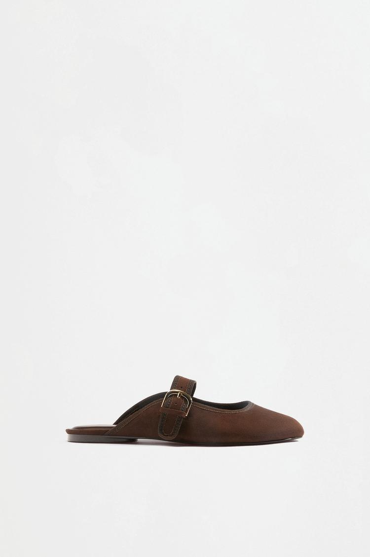 Backless ballet flats — BROWN