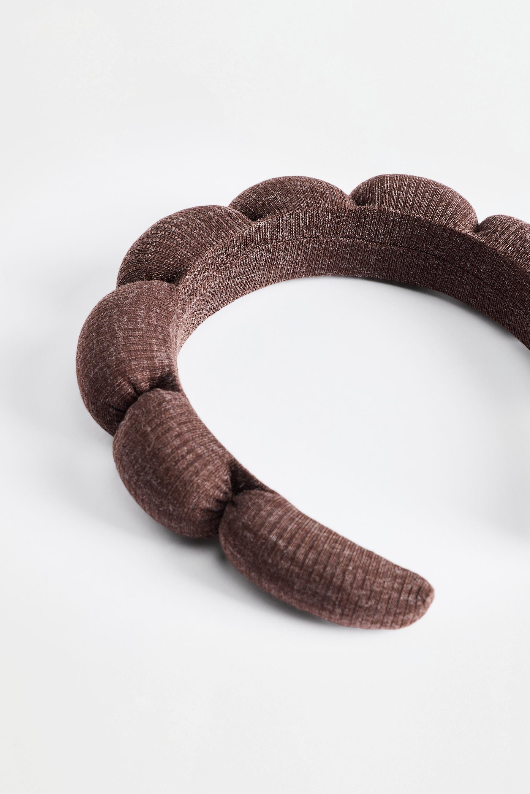Ribbed skincare headband — BROWN