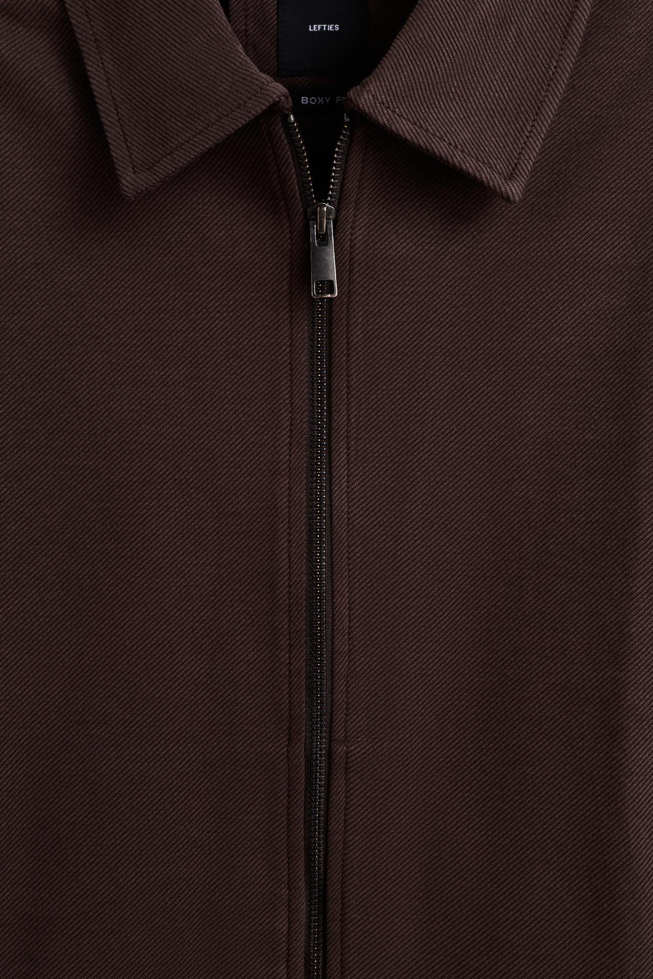 Zip-Up Overshirt — CHOCOLATE