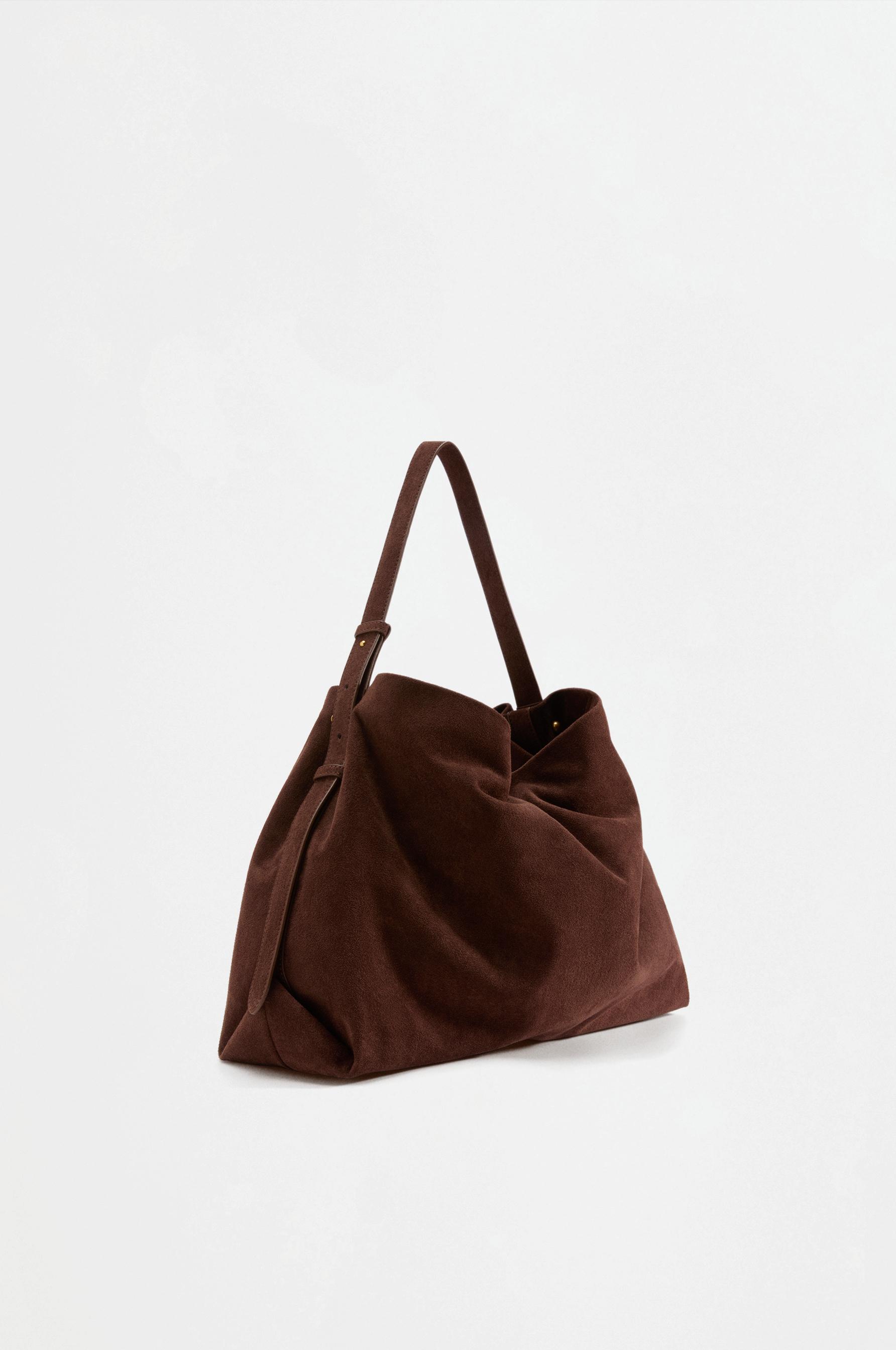 Faux suede shopper bag — BROWN