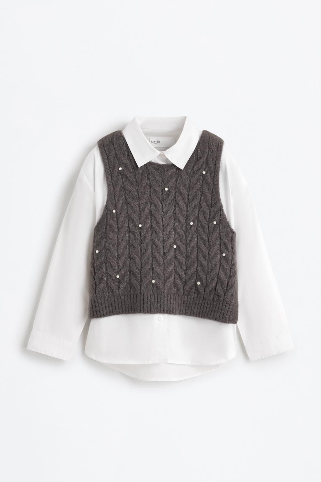 Colete de malha combinado com camisa