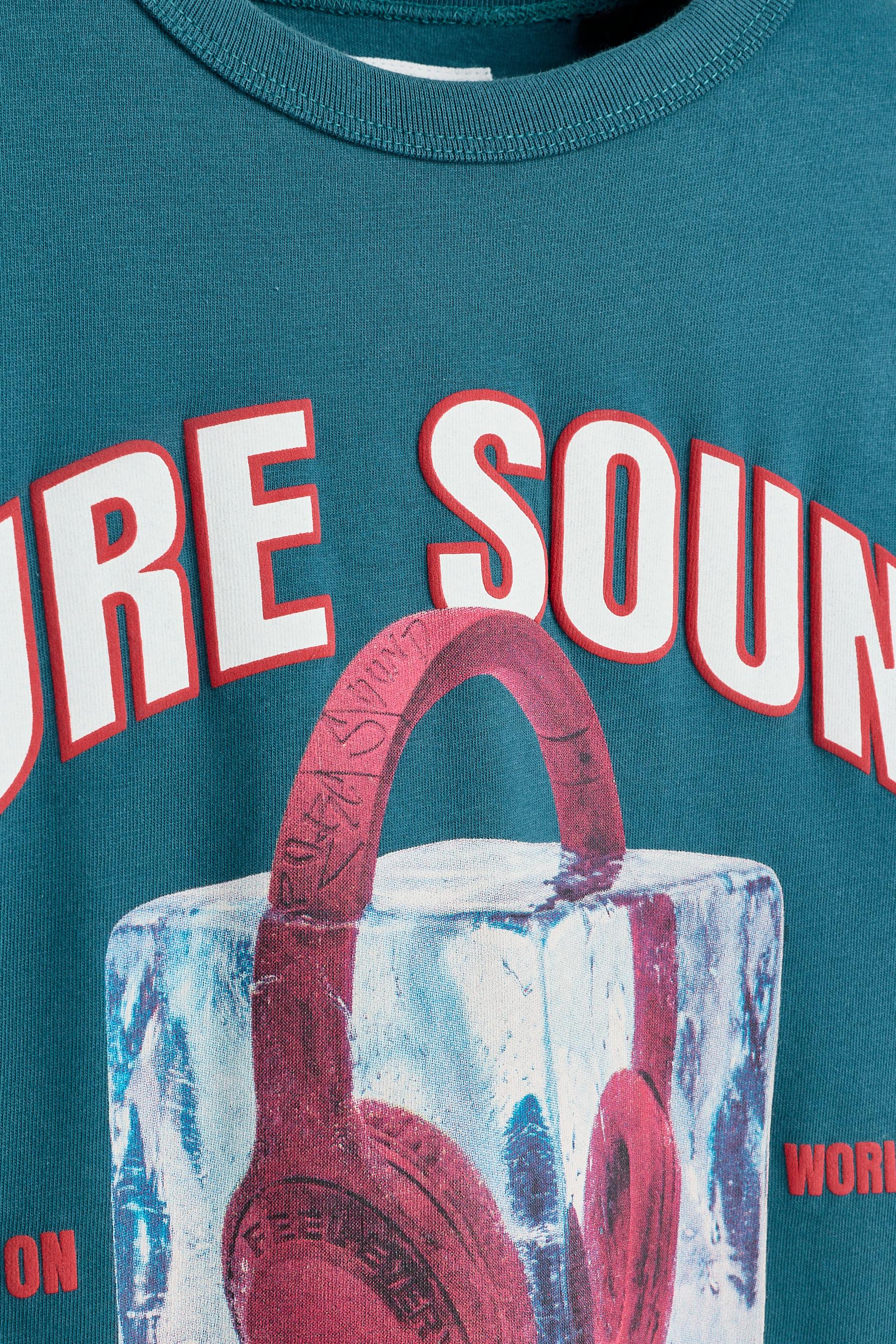 Printed T-shirt — STEEL BLUE