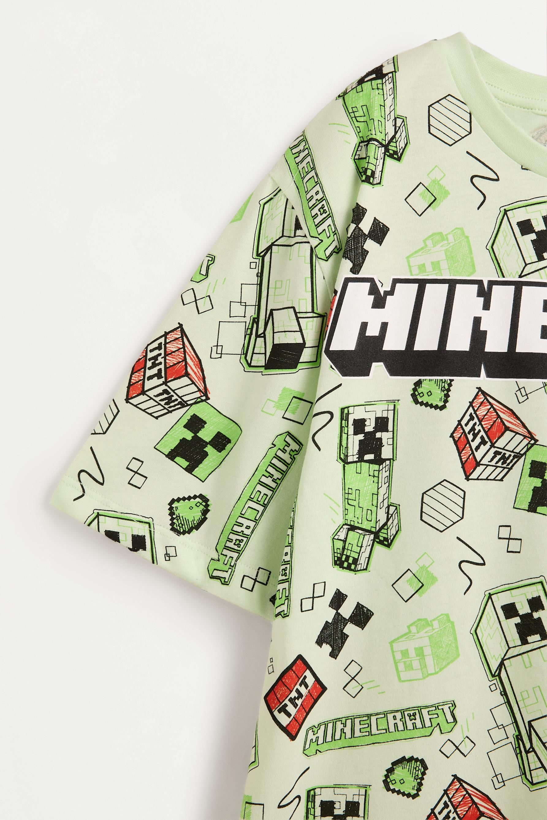 Short Minecraft pyjamas with eye mask — GREEN
