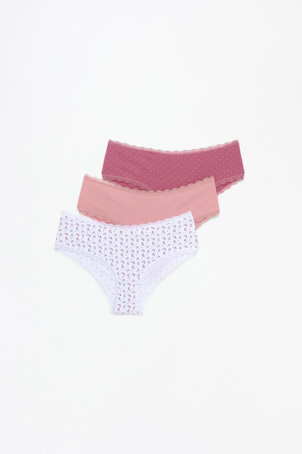 3-pack of hipster briefs with lace detail