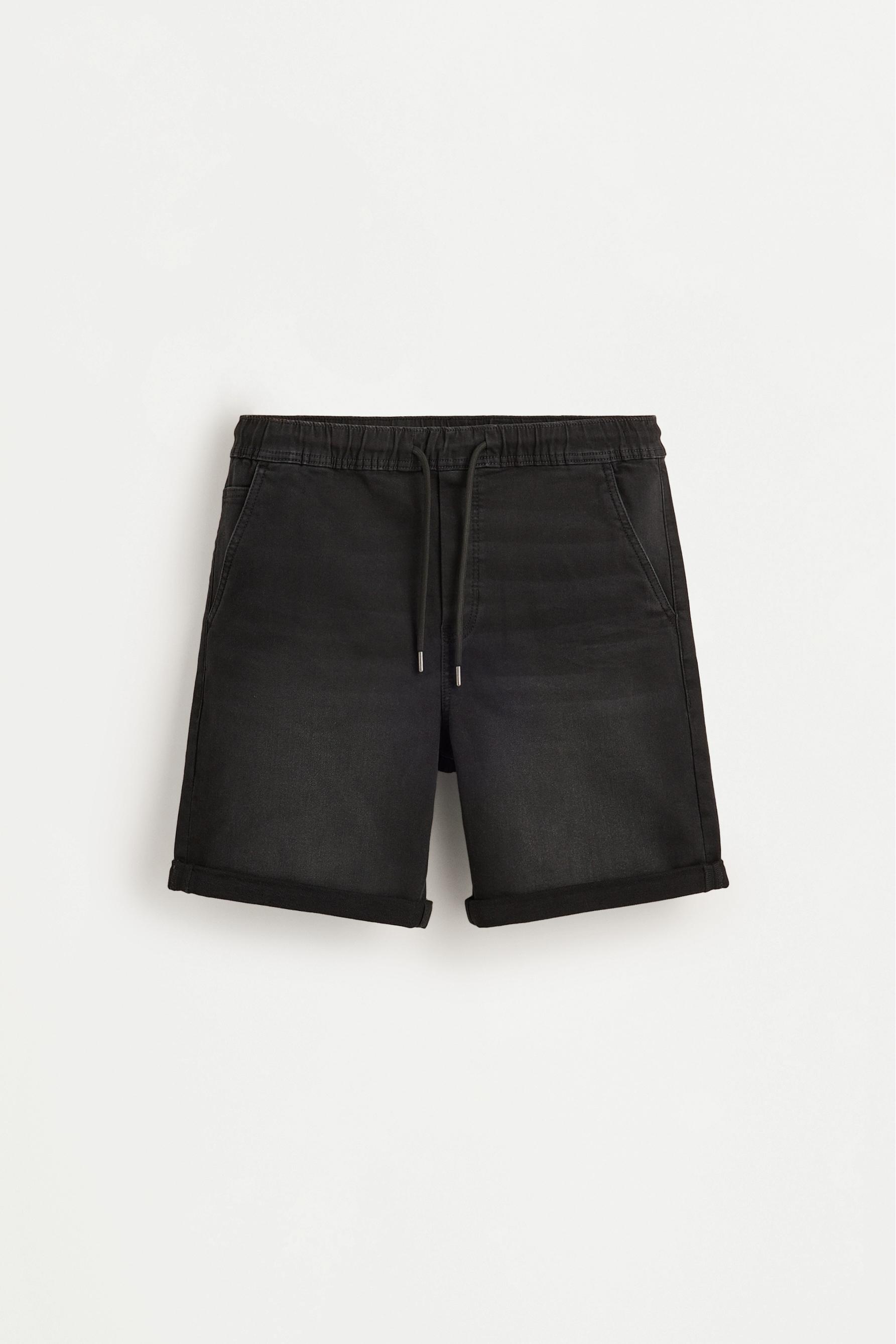 Denim jogger Bermuda shorts — FADED BLACK
