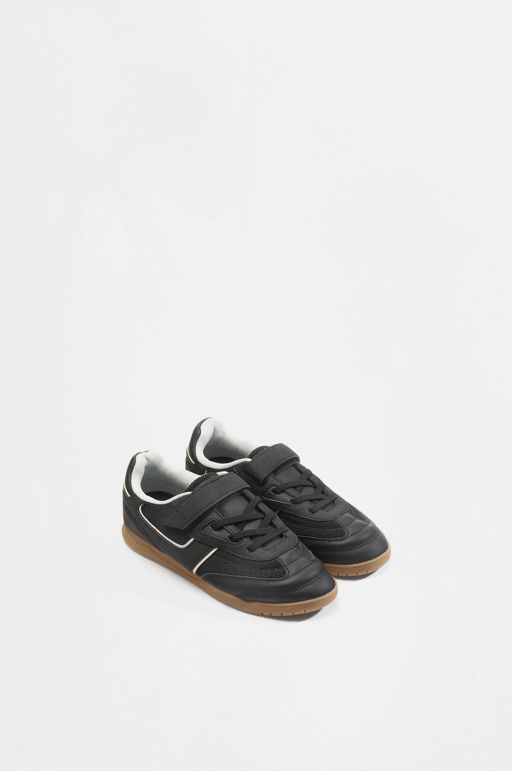 Mixed-finish sneakers — BLACK