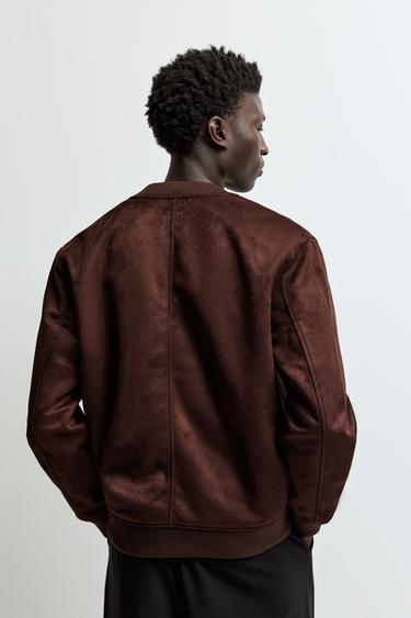 Faux suede bomber jacket — CHOCOLATE 4