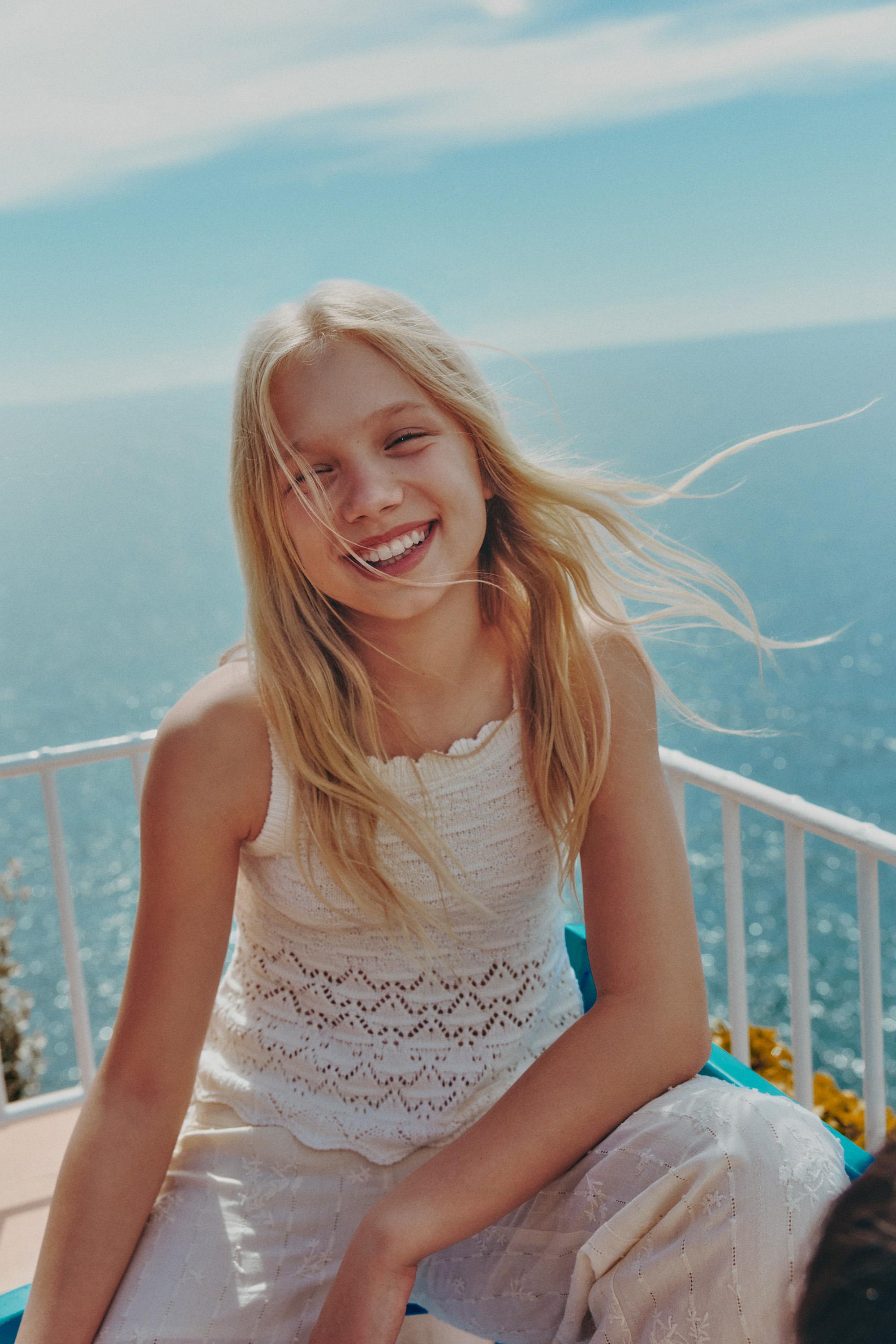 Crochet knit top — ECRU