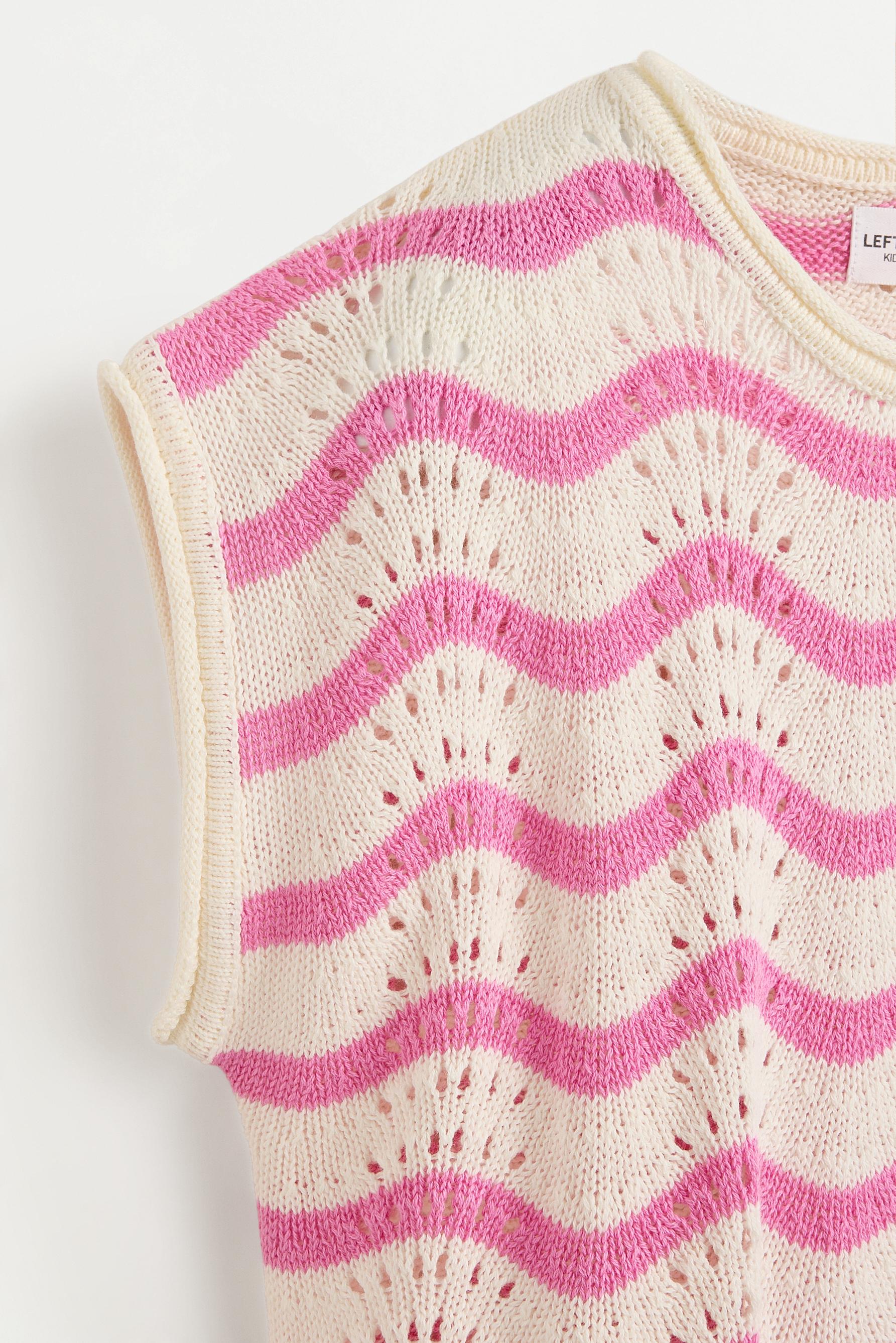 Wavy cutwork knit top — BUBBLEGUM PINK