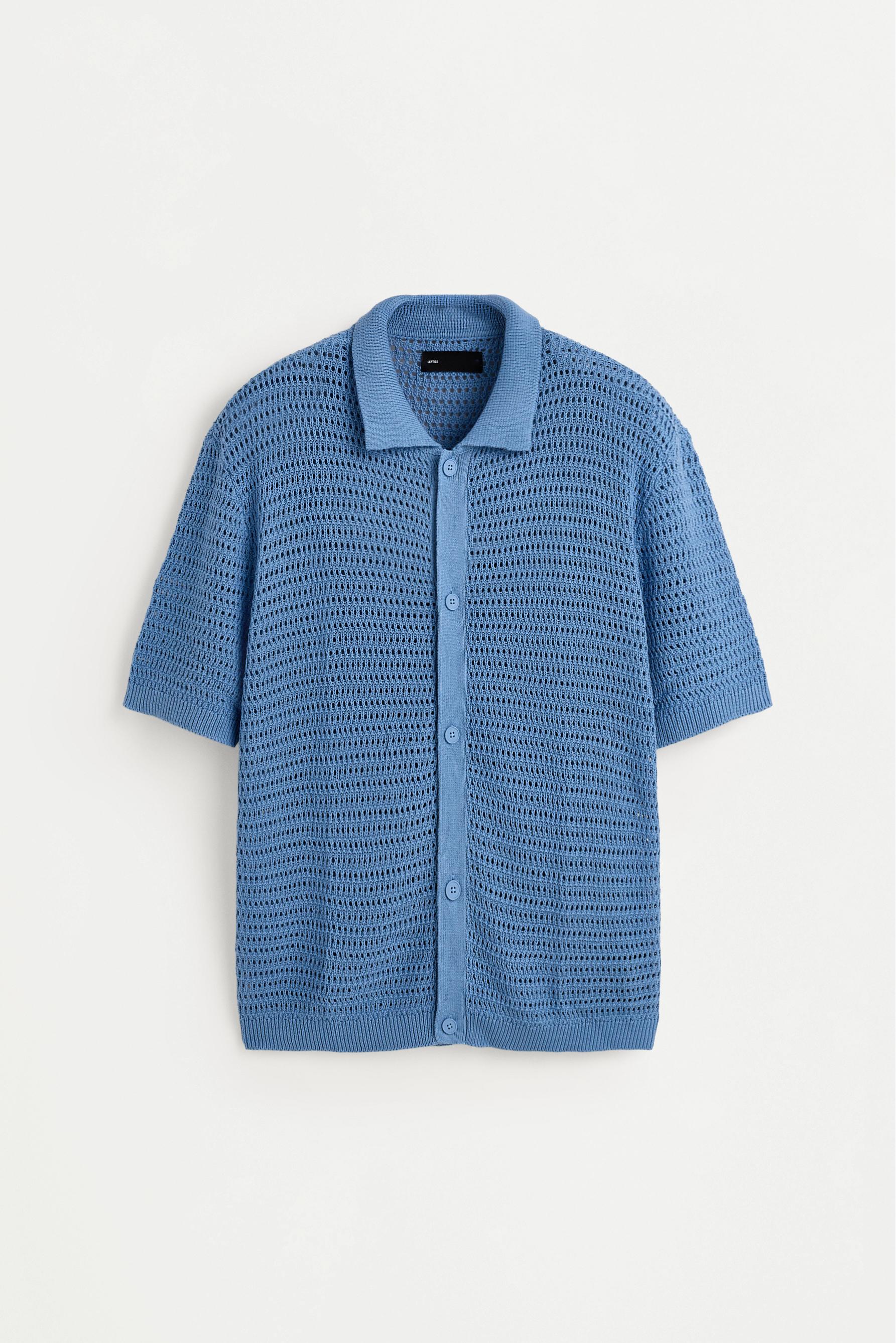 Cropped cutwork shirt — BLUE