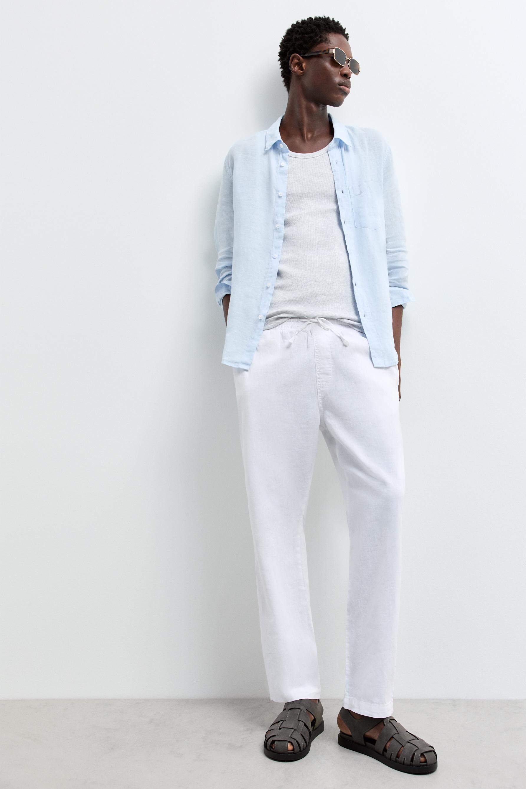 Linen-cotton jogger trousers — WHITE