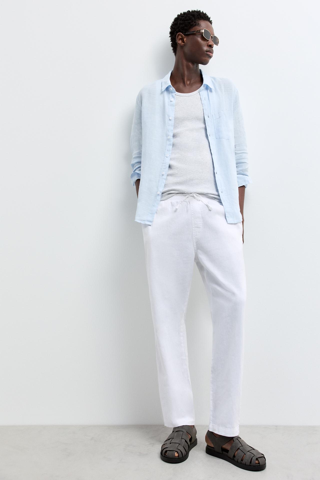 Linen-cotton jogger trousers — WHITE