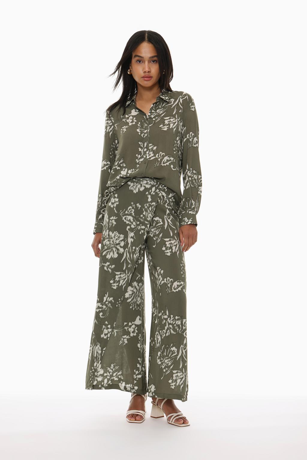 Printed wrap trousers