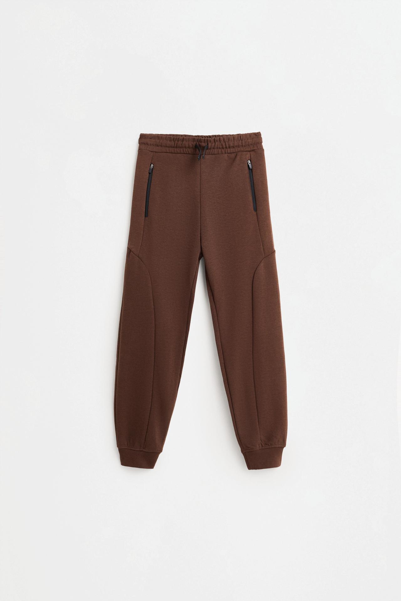Interlock plush joggers — BROWN