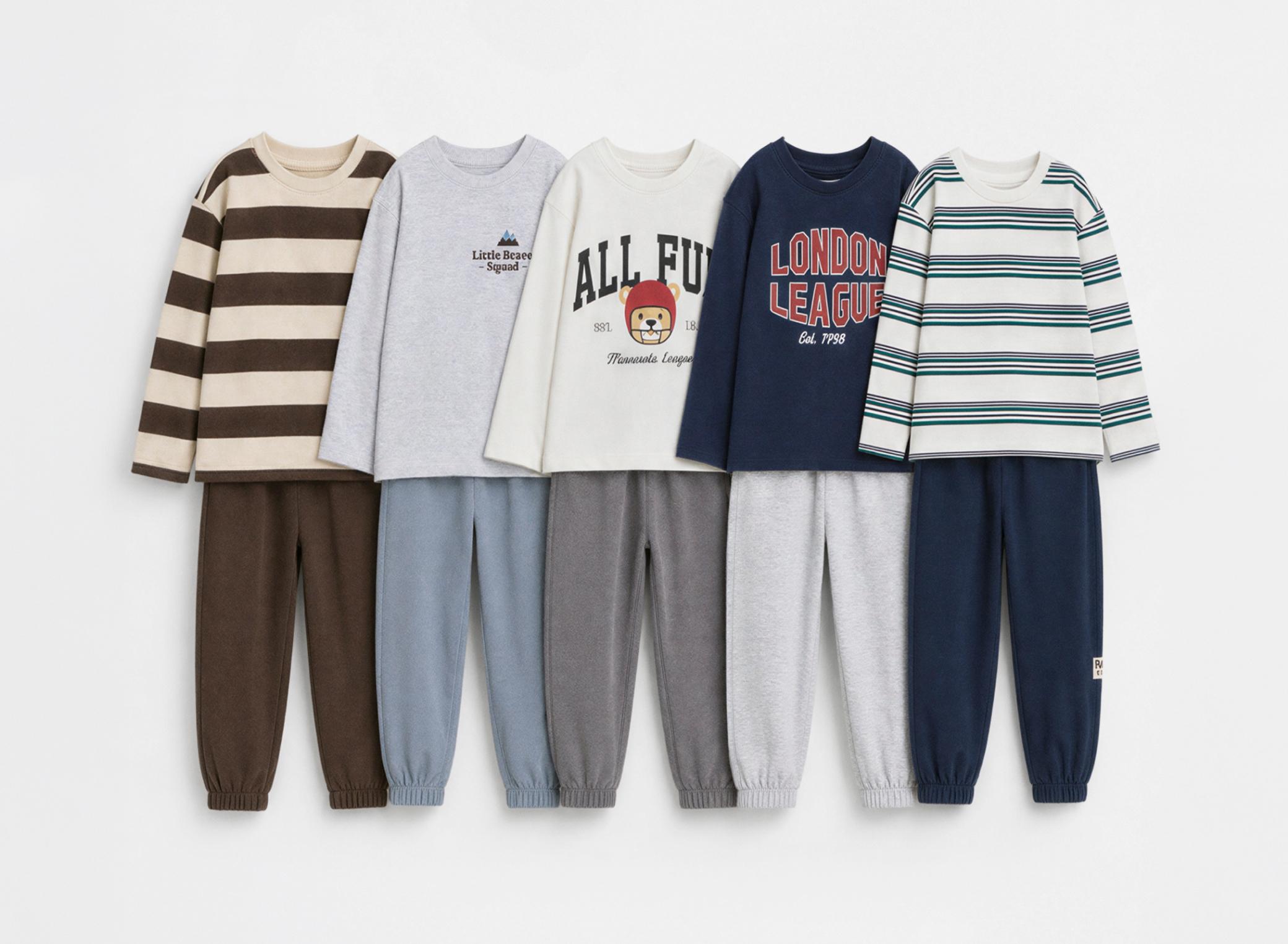 5-pack of T-shirt and fleece pants sets — NAVY