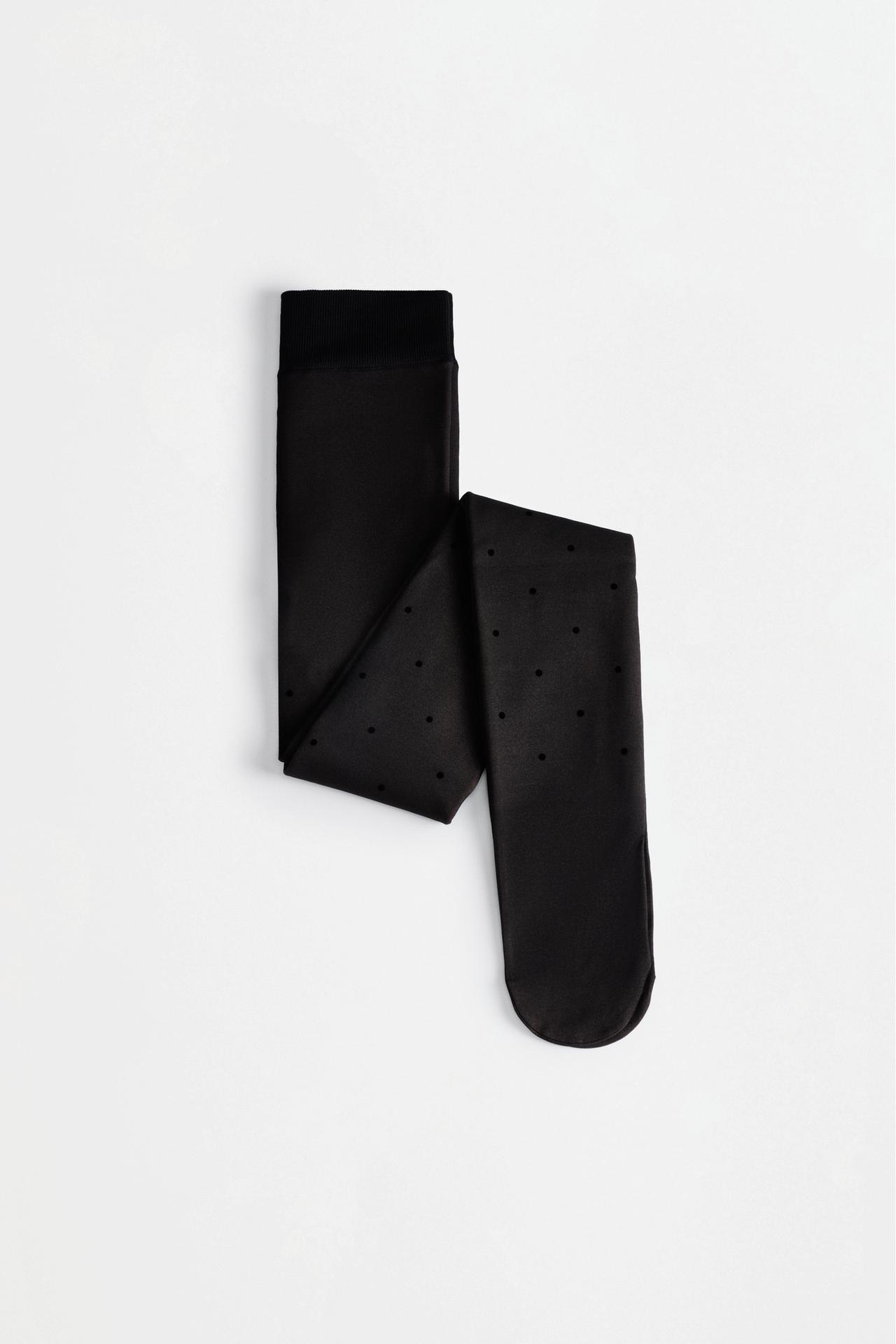 Leather effect fleece tights 200 den — CHARCOAL