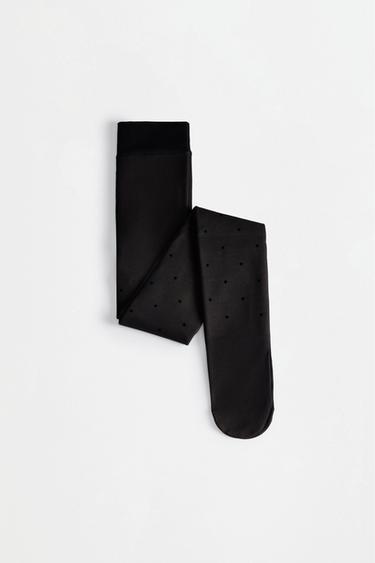 Leather effect fleece tights 200 den — CHARCOAL 7