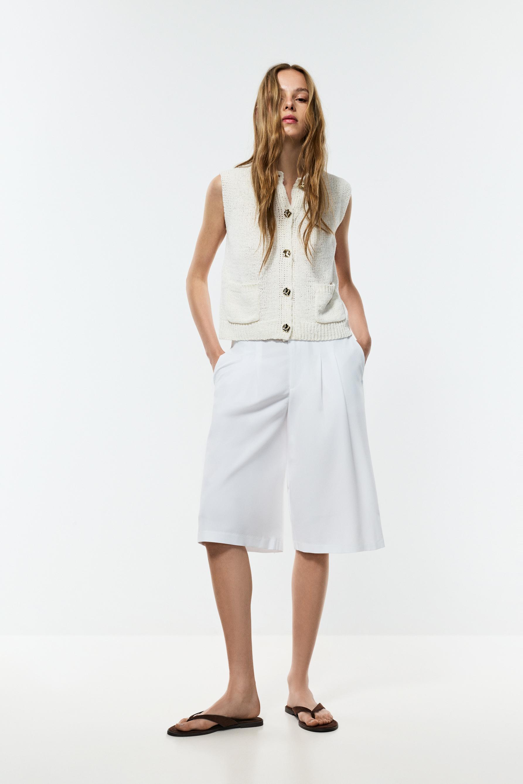 Jewel button top — ECRU