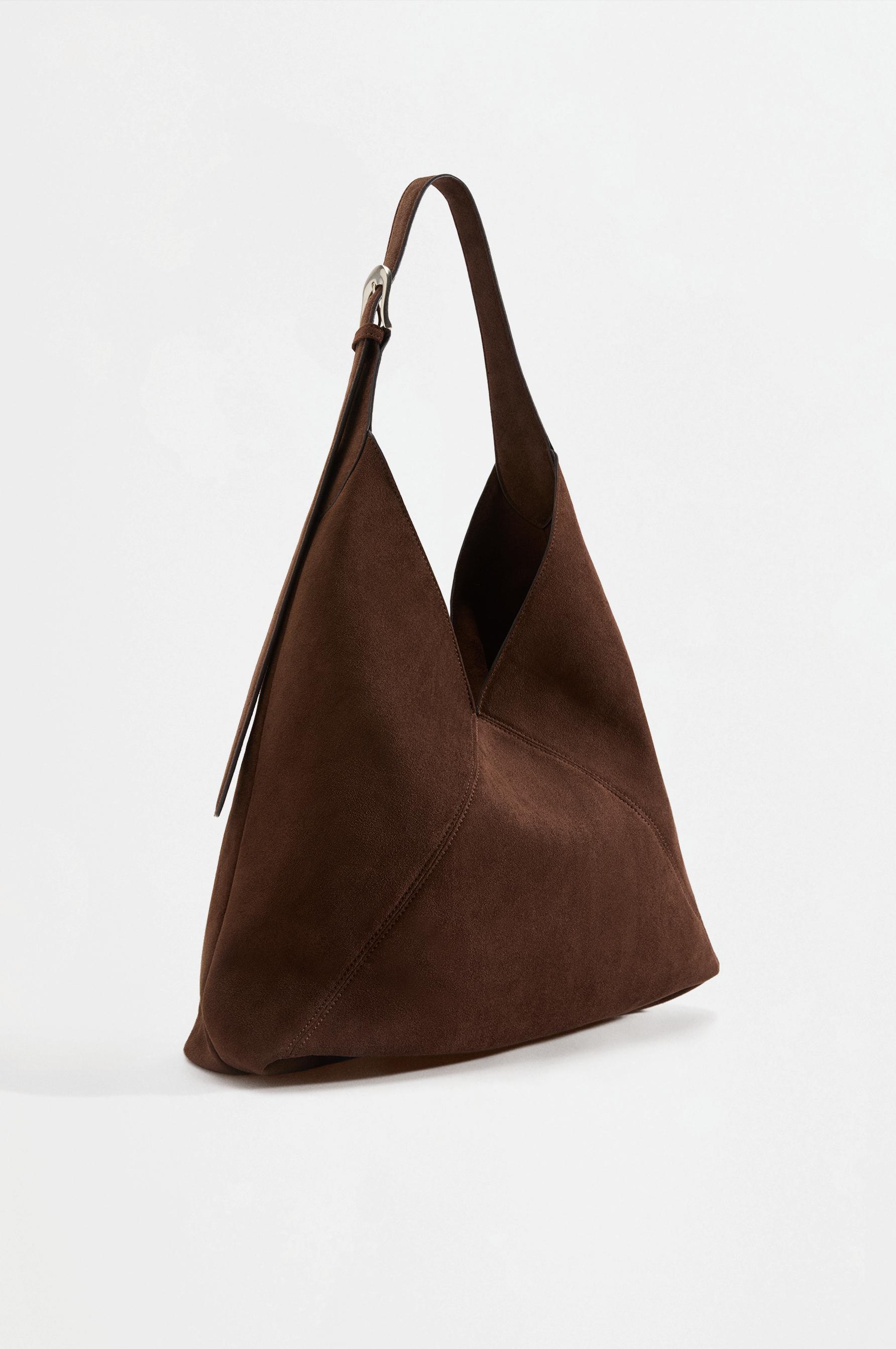 Faux suede shopper bag — BROWN