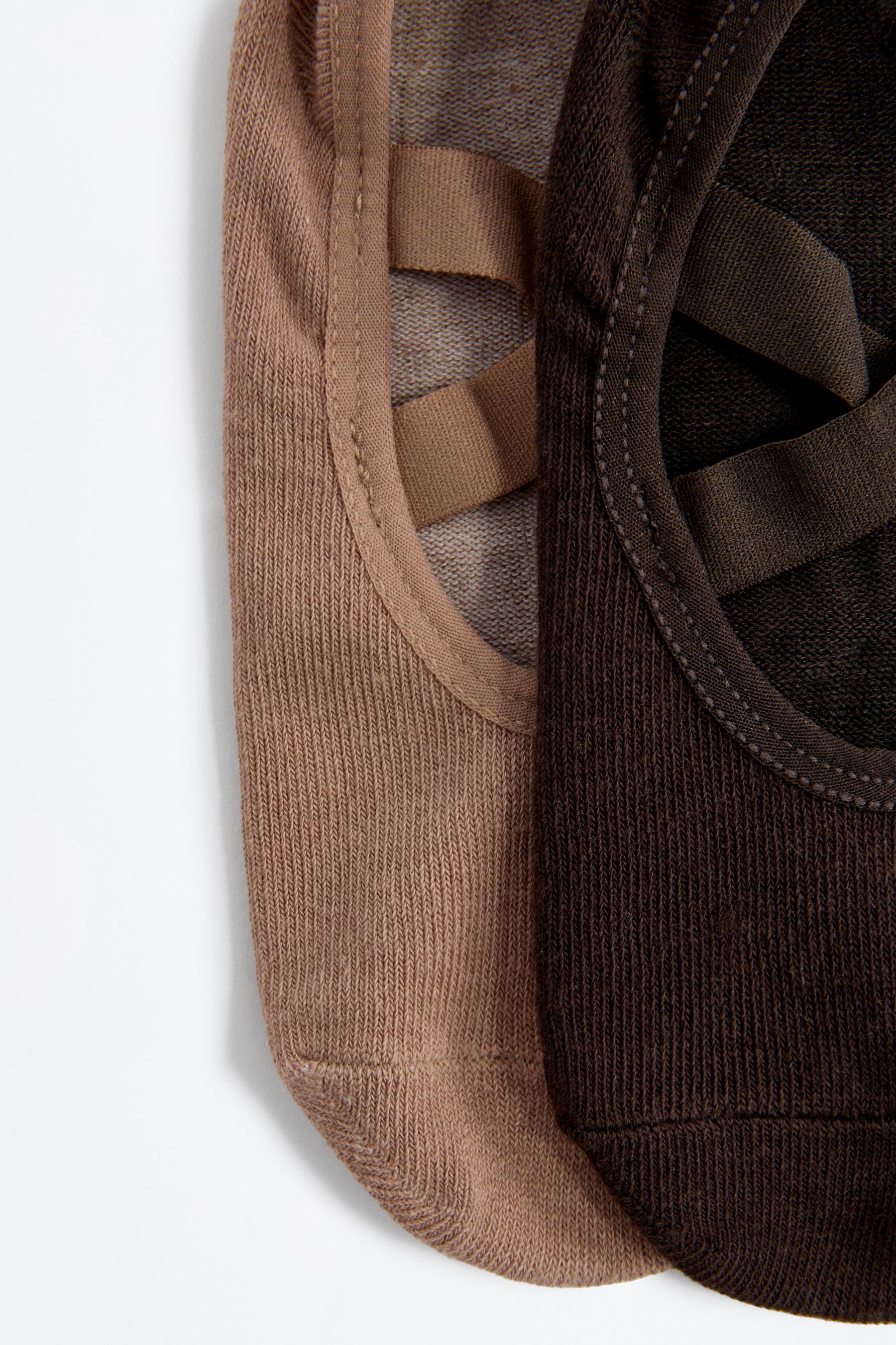 Yoga no-show socks (Pack 2) — ECRU TOBACCO