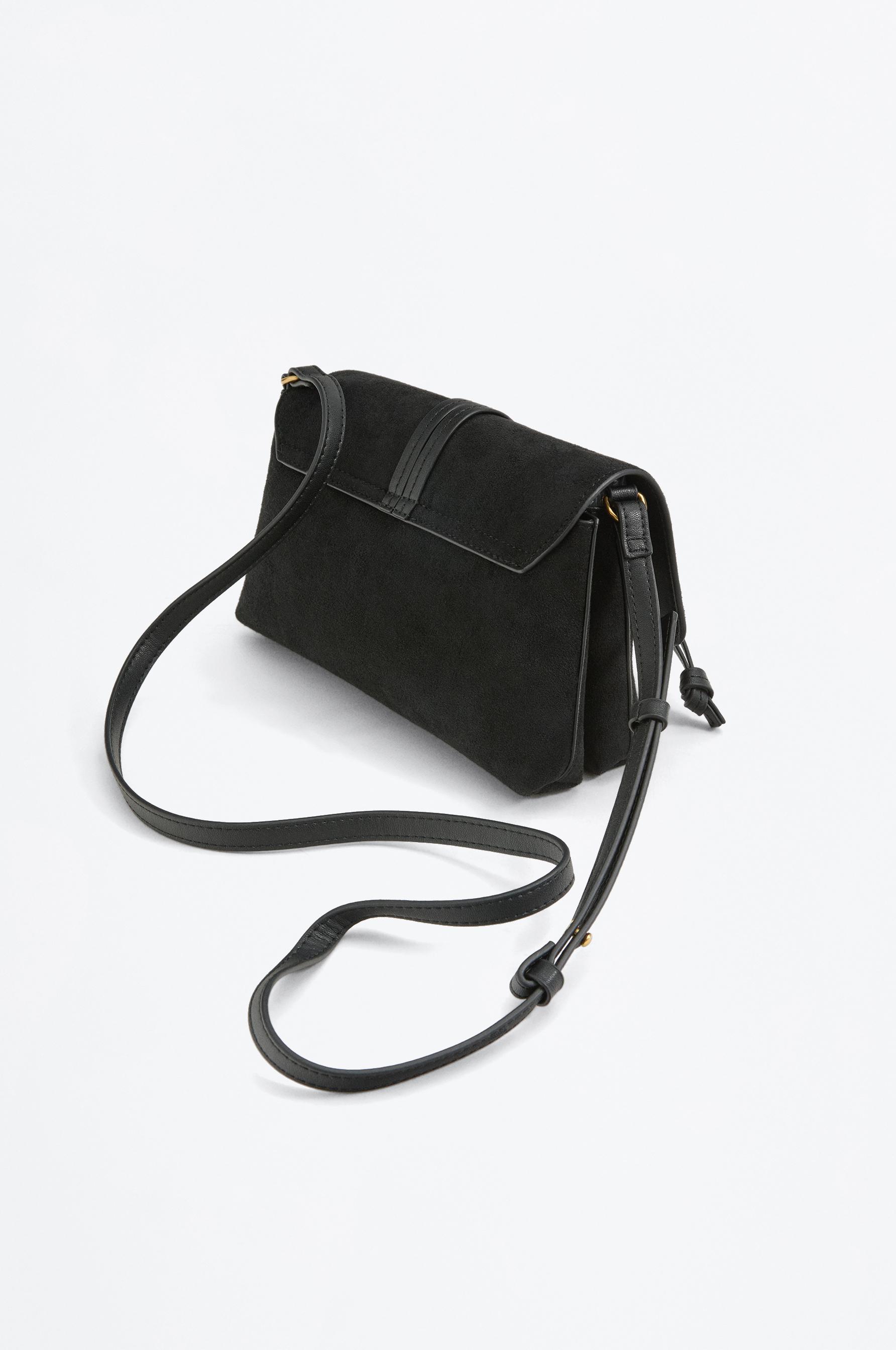 Faux suede crossbody bag — BLACK