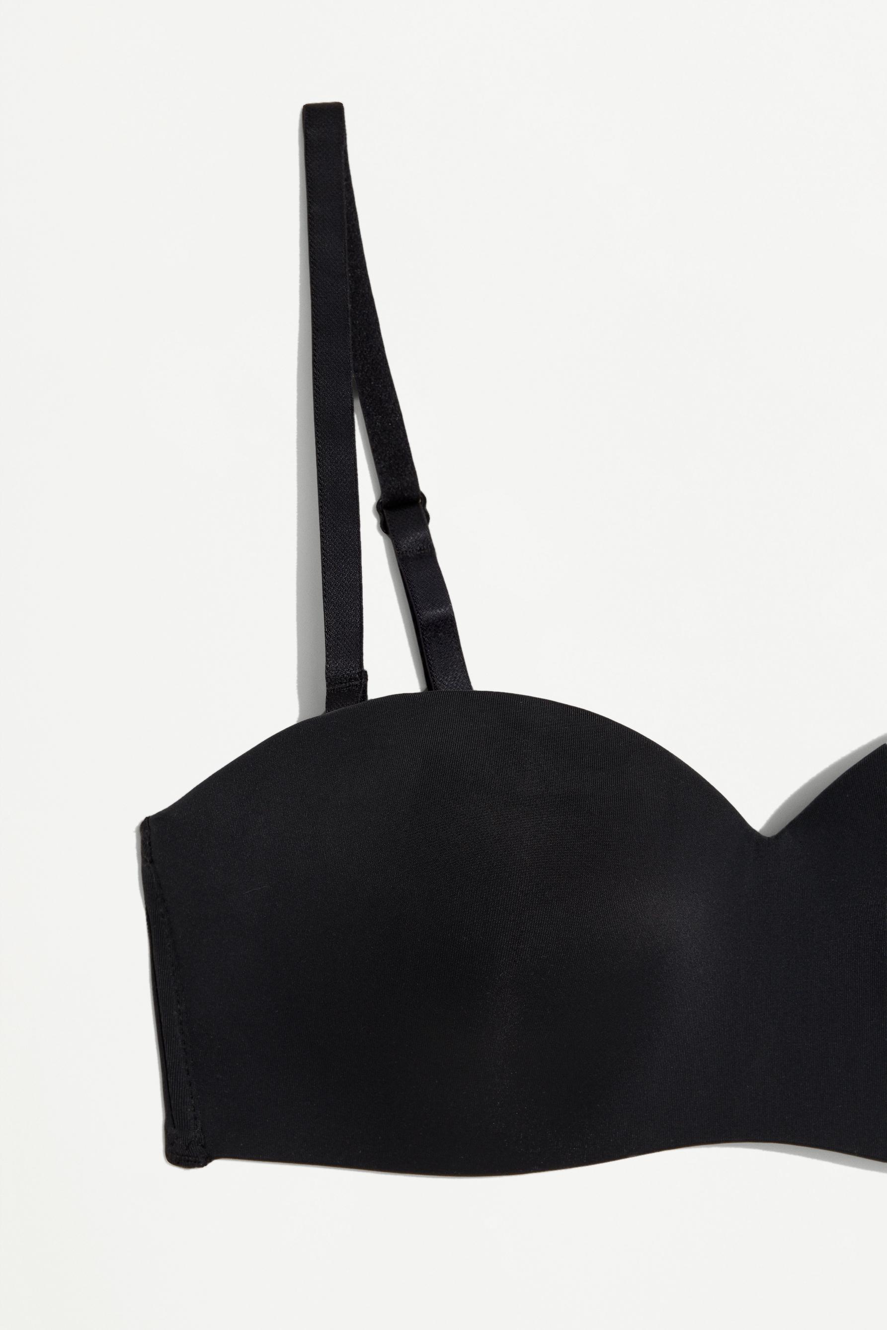 Pre-shaped bandeau bra — BLACK