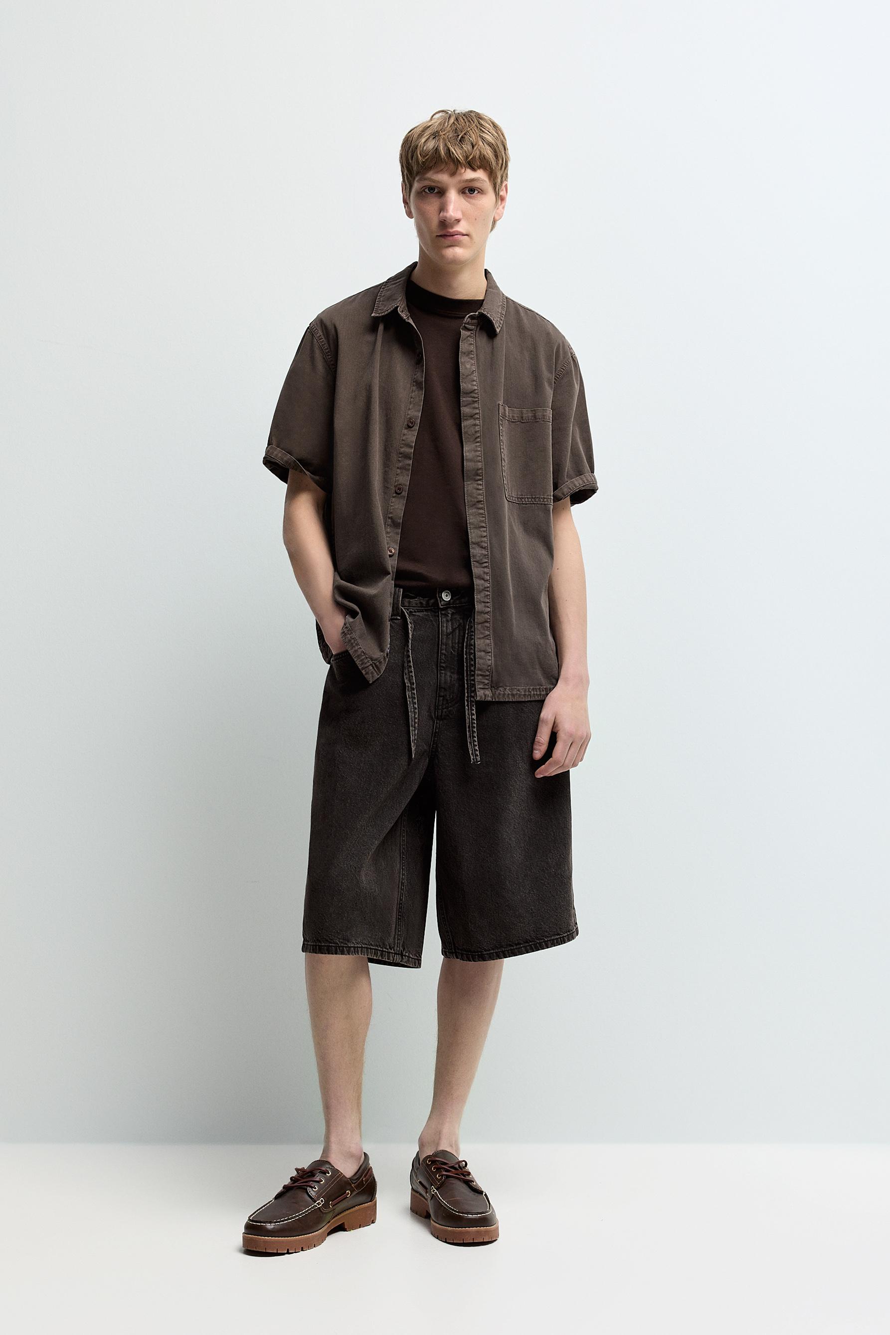 Bermuda denim baggy cordón