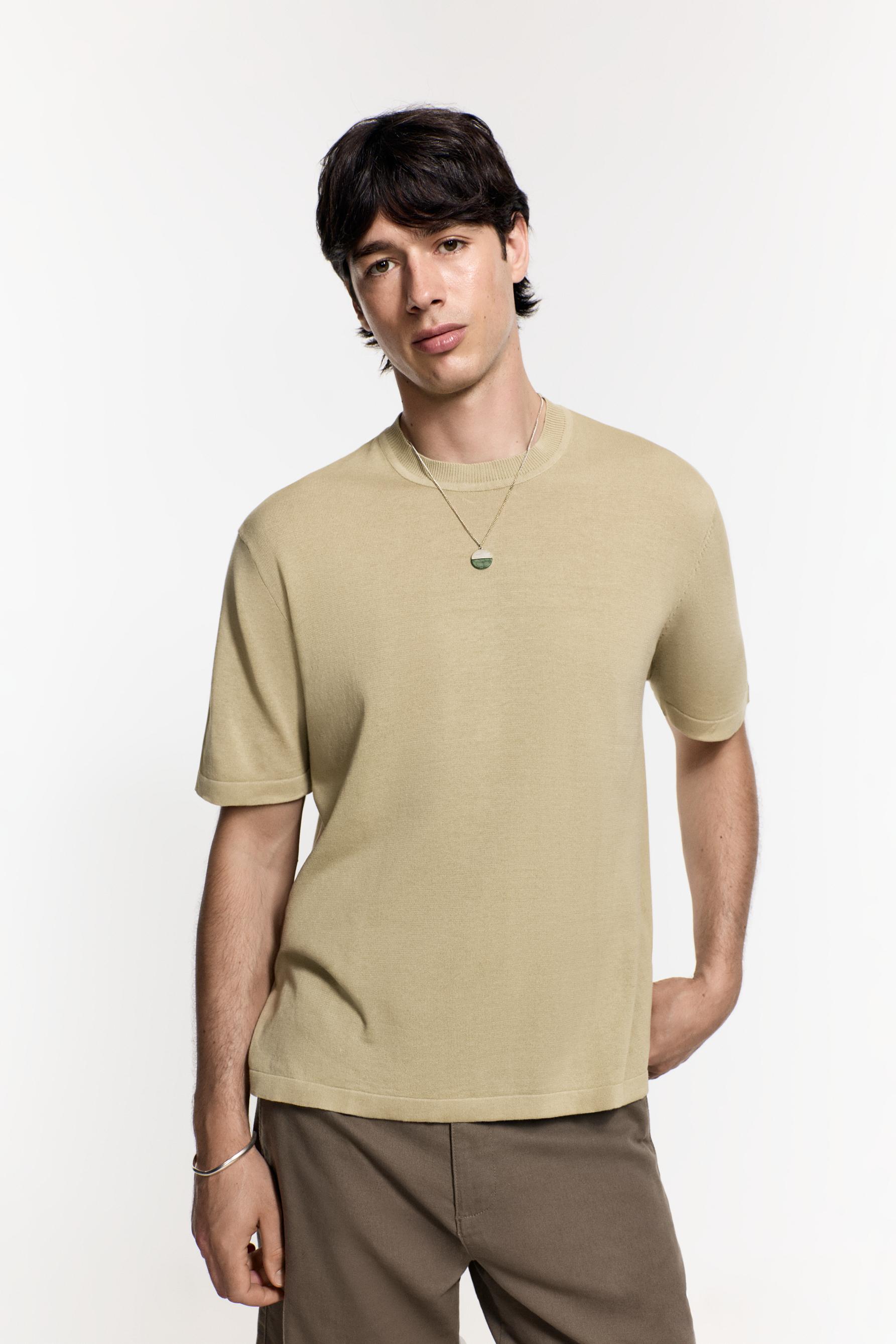 Basic knit T-shirt — PALE GREEN