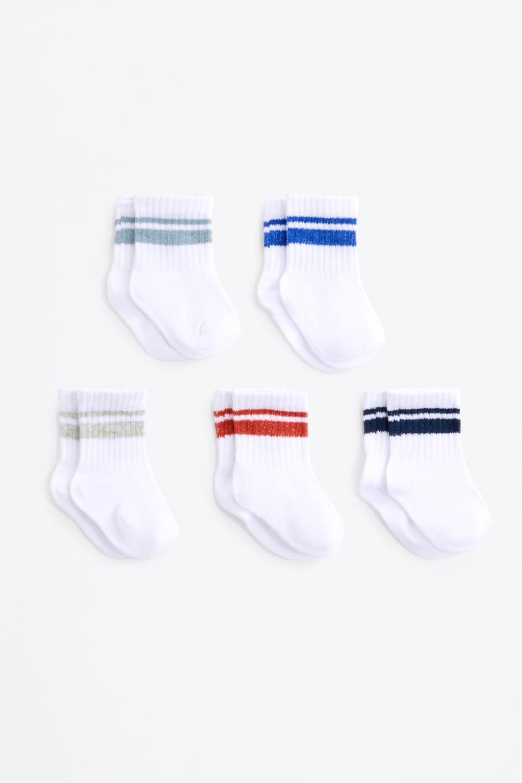 Pack 5 جوارب طويلة مخططة مضلعة