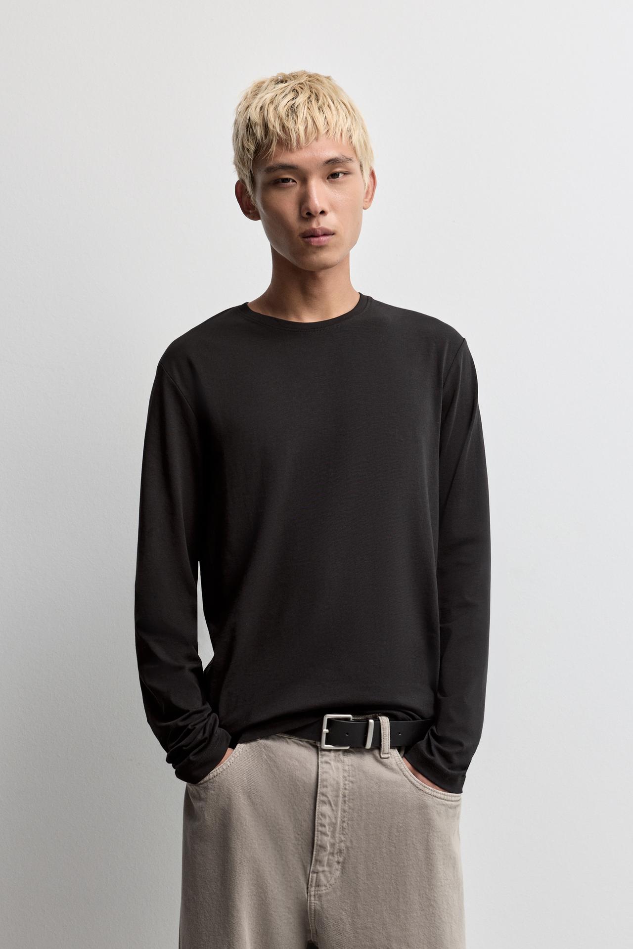 Basic long sleeve T-shirt — BLACK