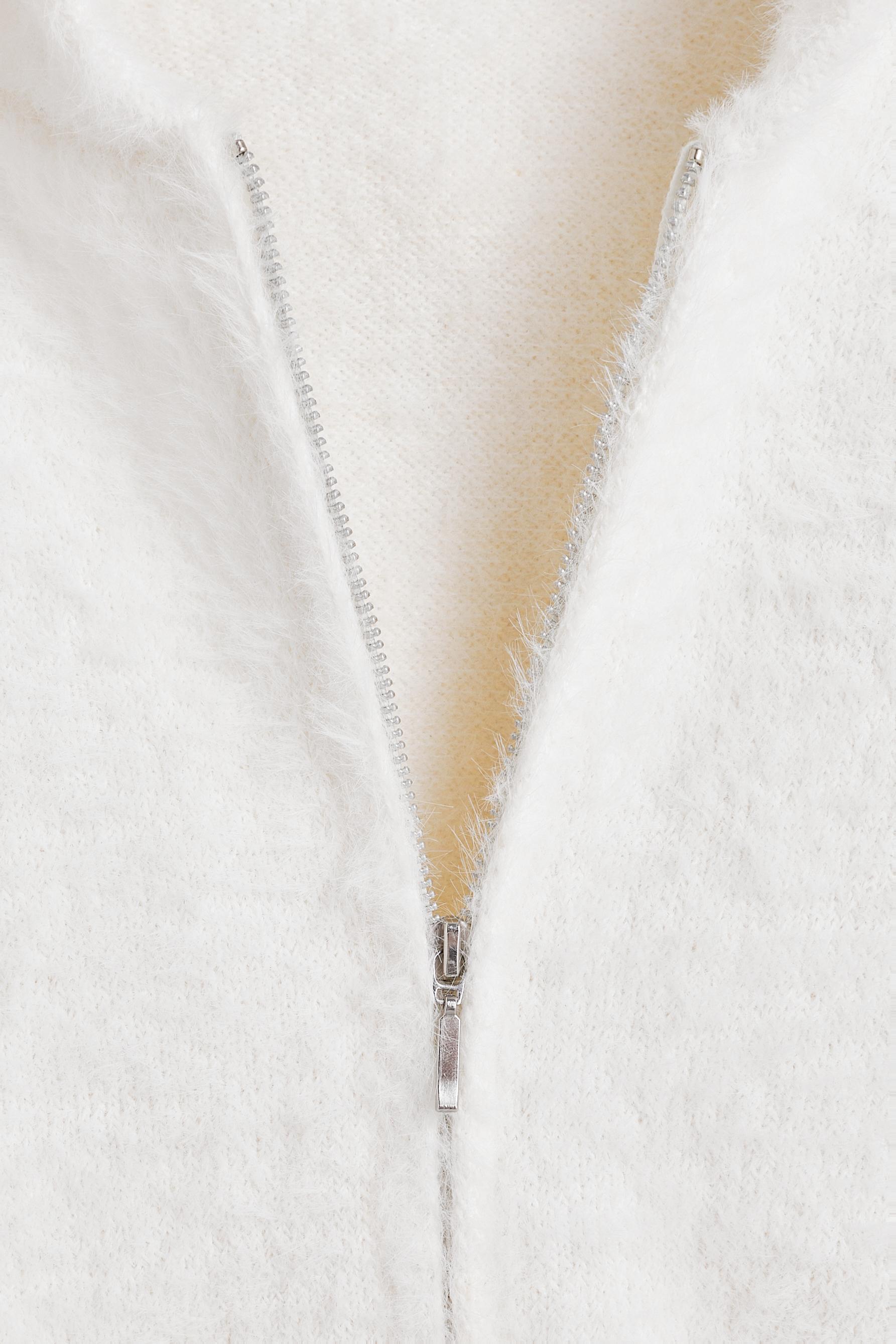 Faux fur hooded jacket — OFF WHITE