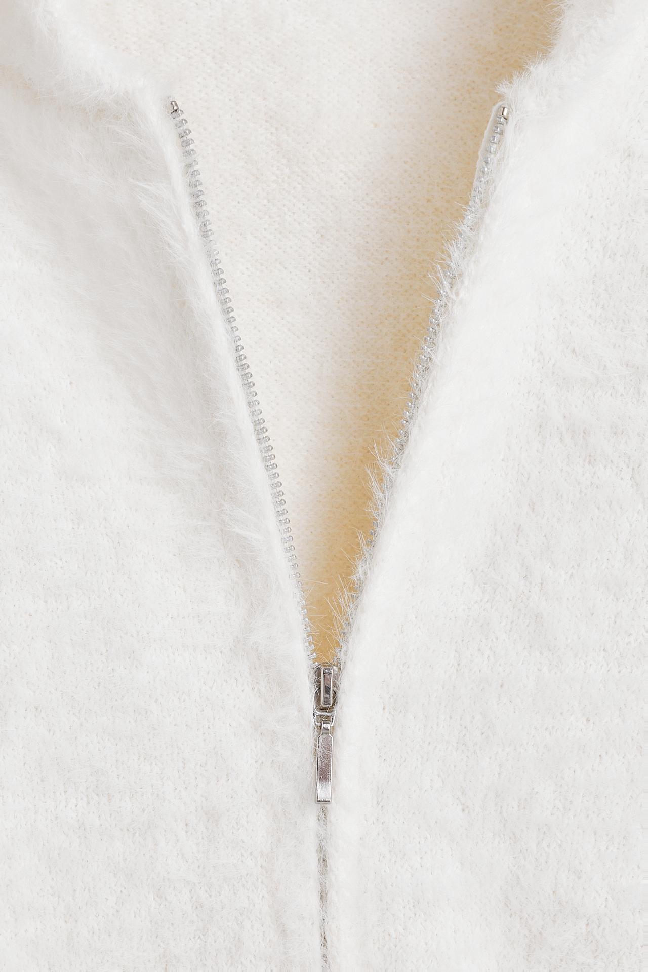 Faux fur hooded jacket — OFF WHITE
