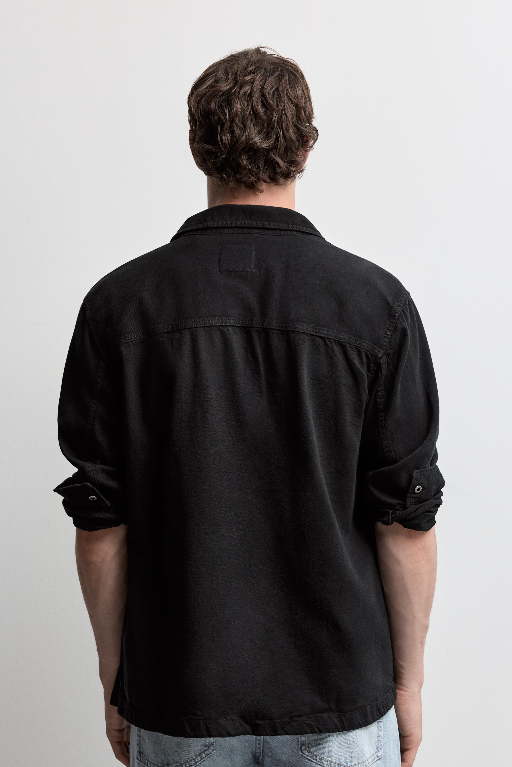 Lightweight denim overshirt — BLACK