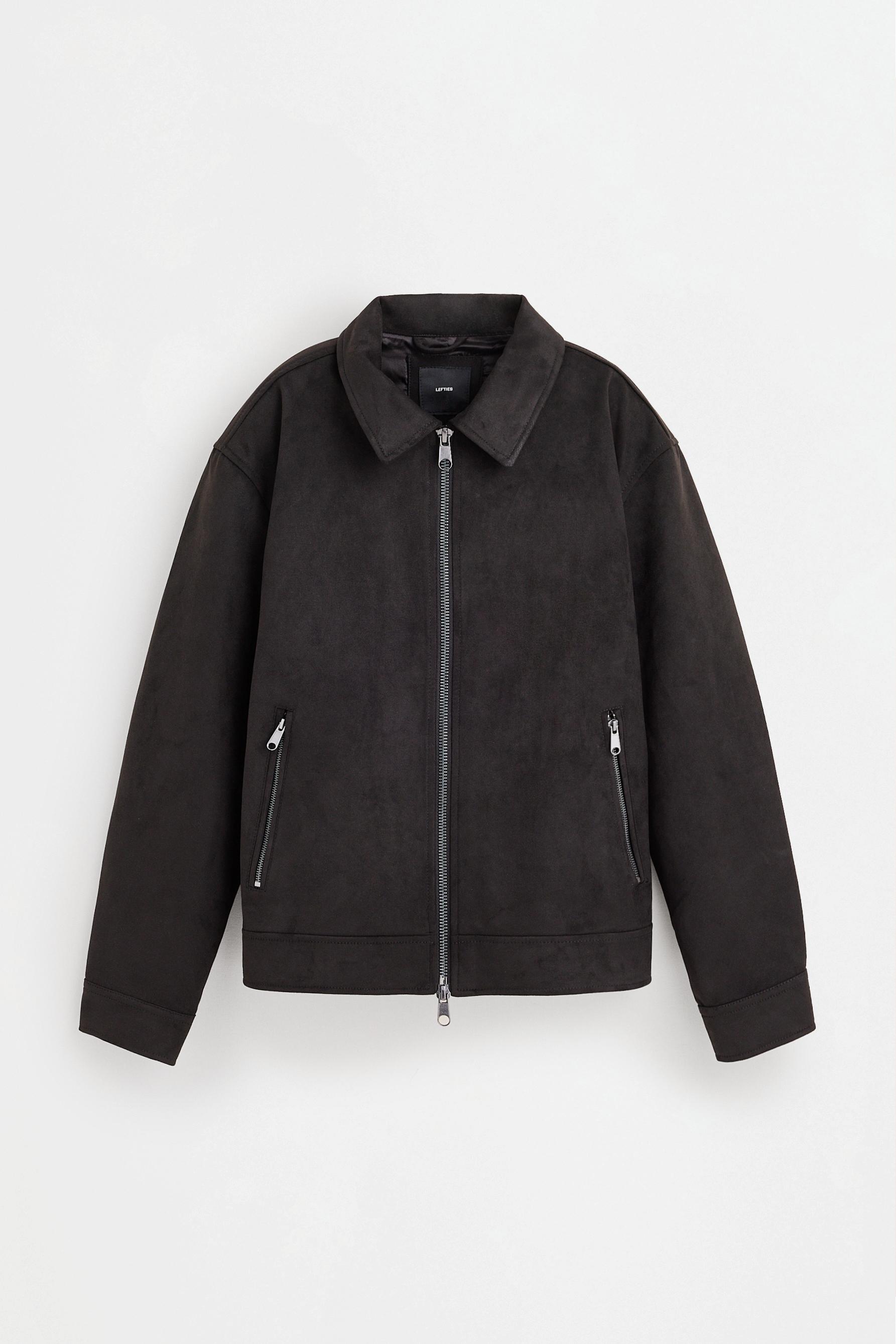 Faux suede jacket — BLACK