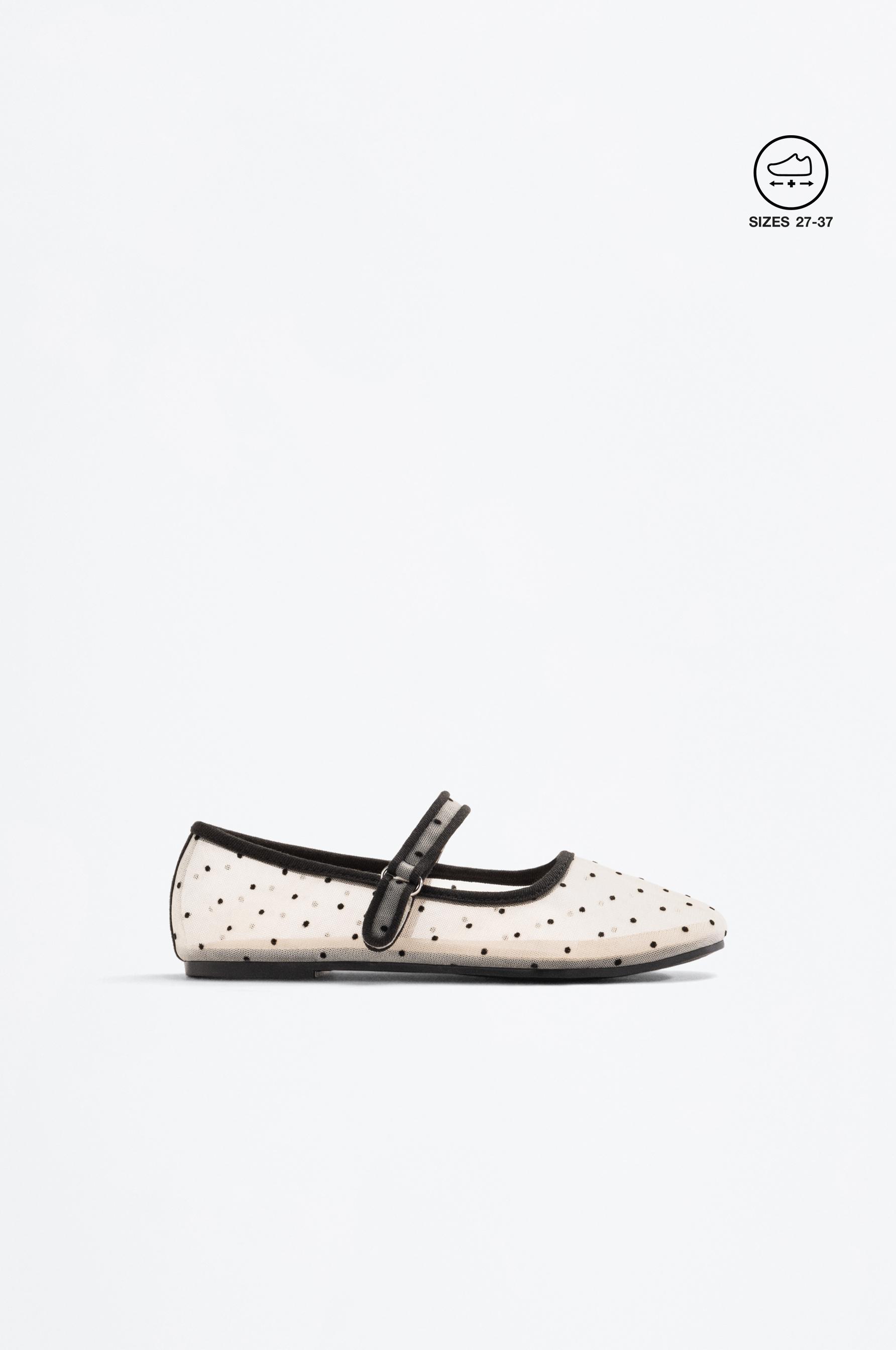POLKA DOT BALLET FLATS — WHITE