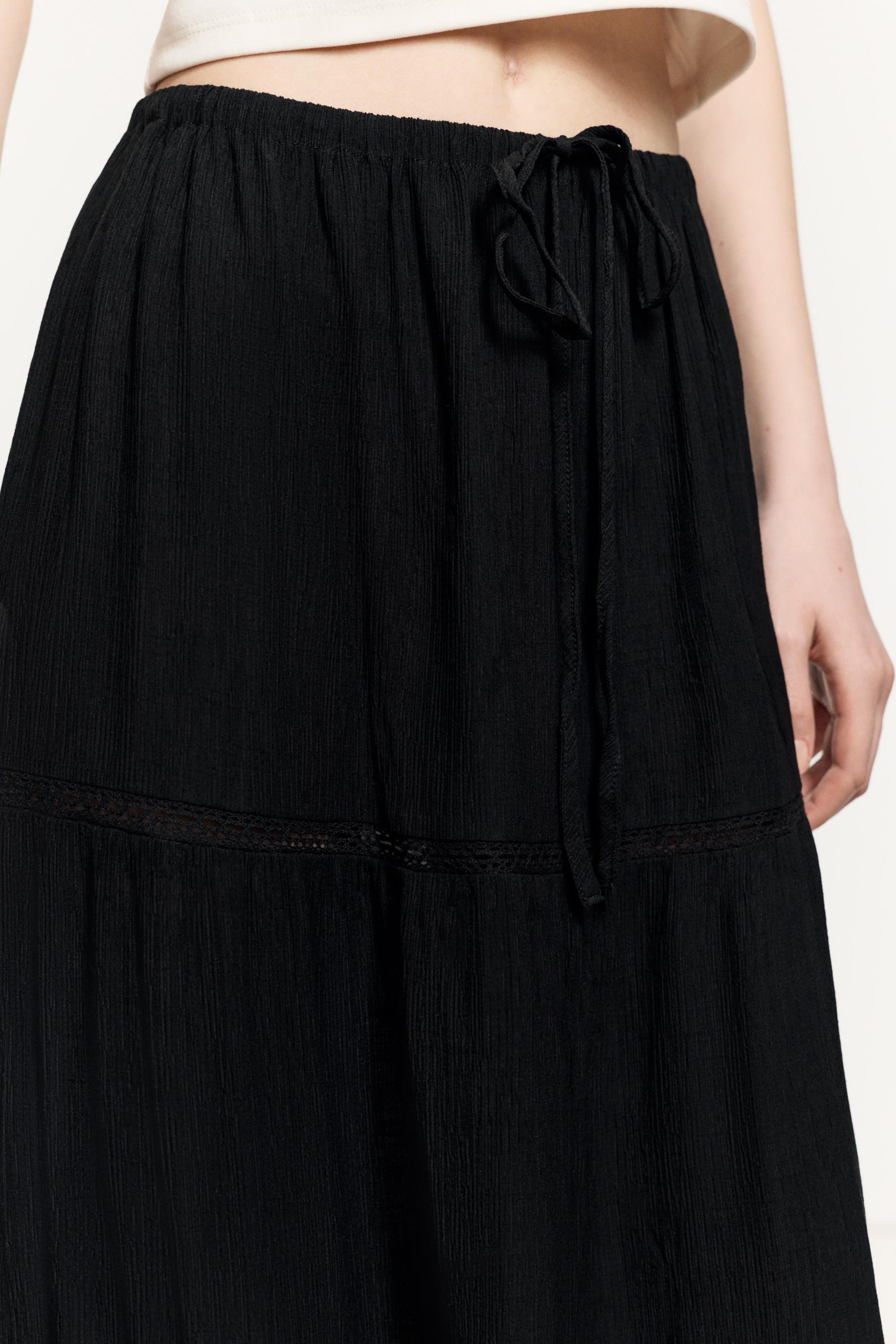 Midi skirt with lace trim — DARK ANTHRACITE GREY