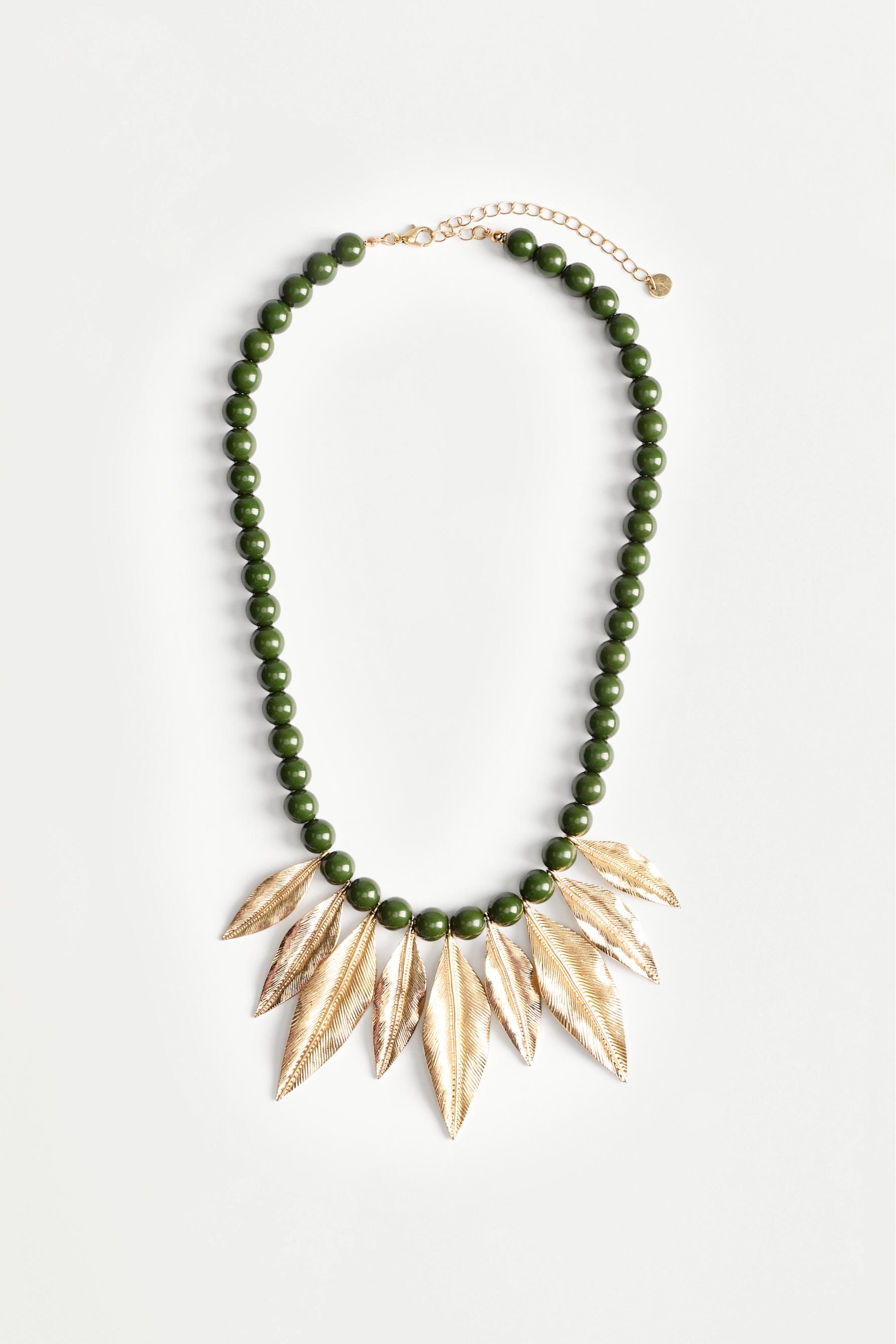 Feather necklace — GREEN