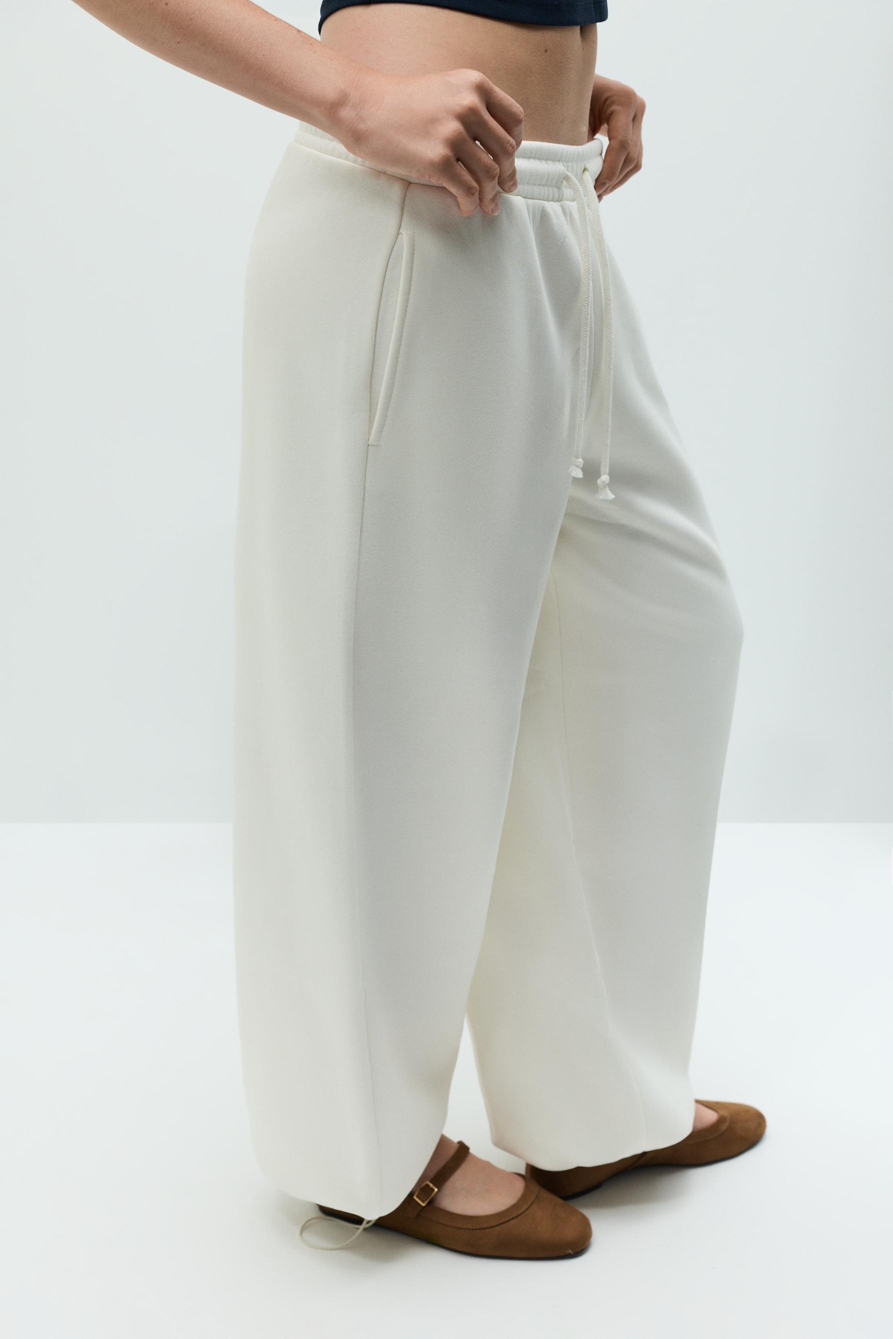 Plush barrel trousers — ECRU