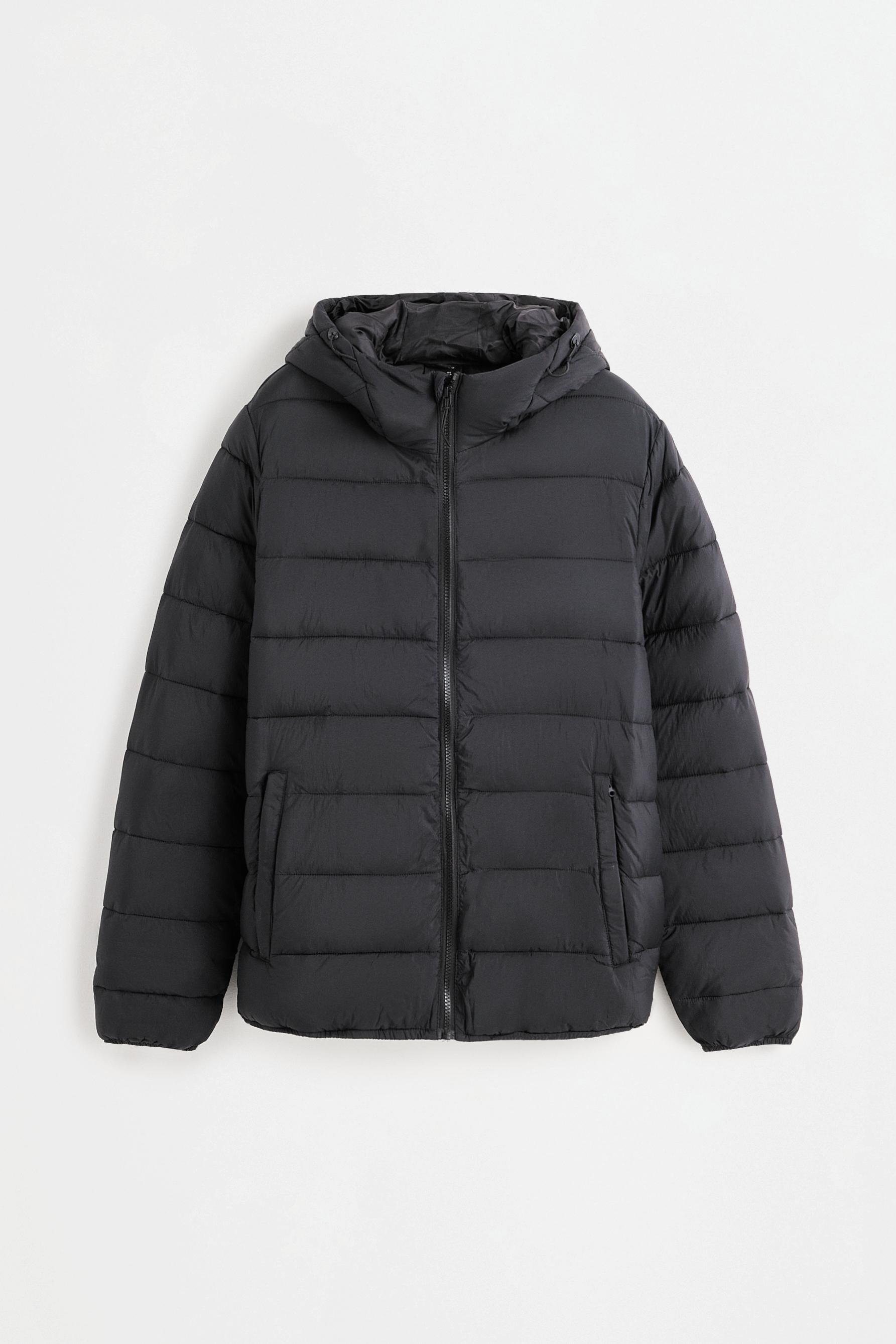 Hooded quilted jacket — BLACK