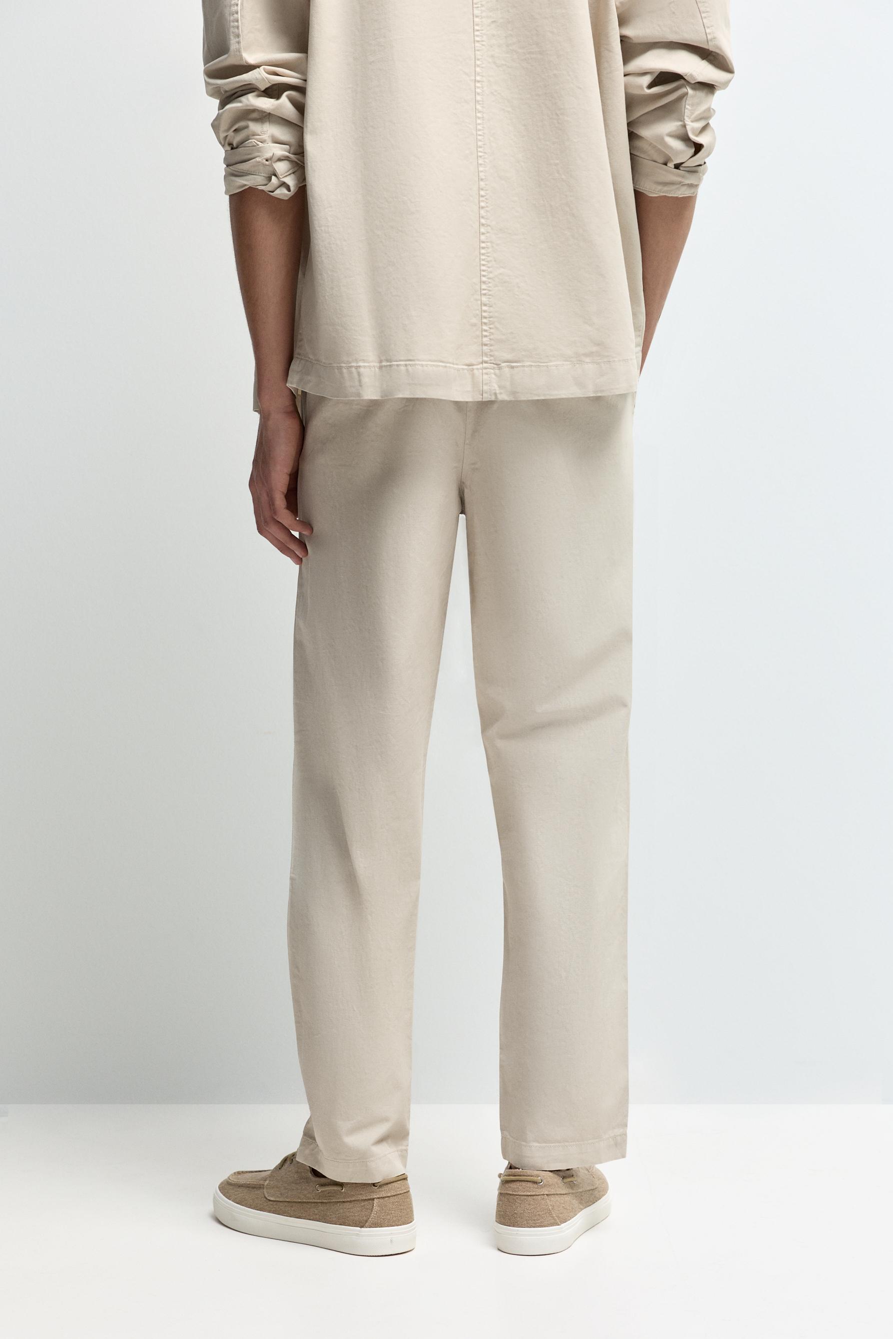 Linen blend joggers — BEIGE