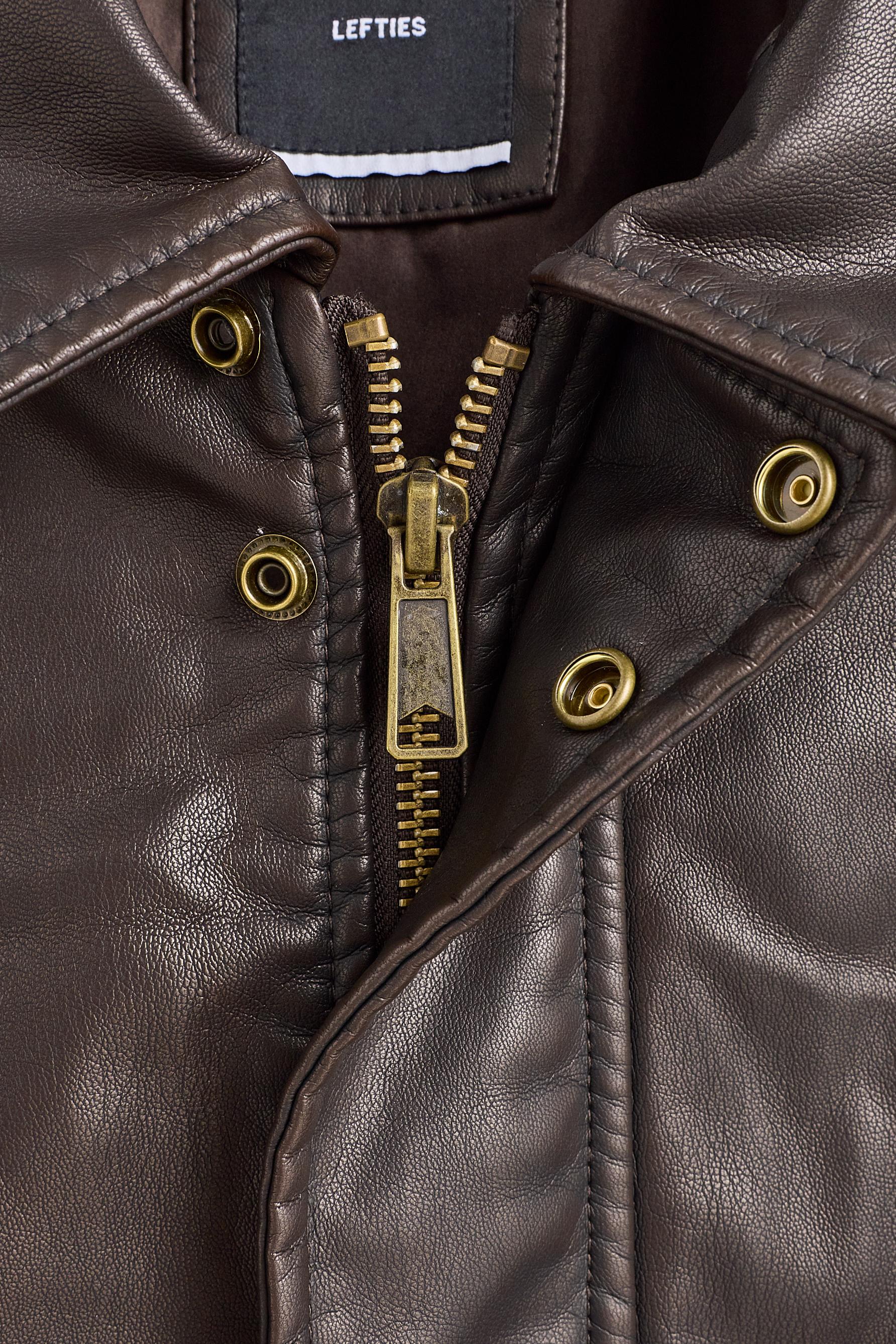 Leather effect jacket — BROWN