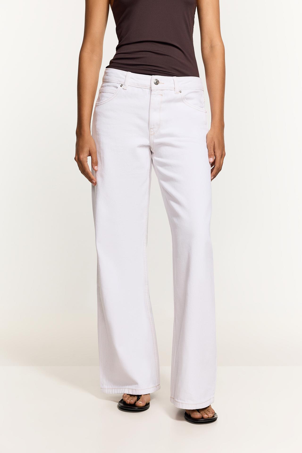 Wide-leg low-waist jeans — WHITE
