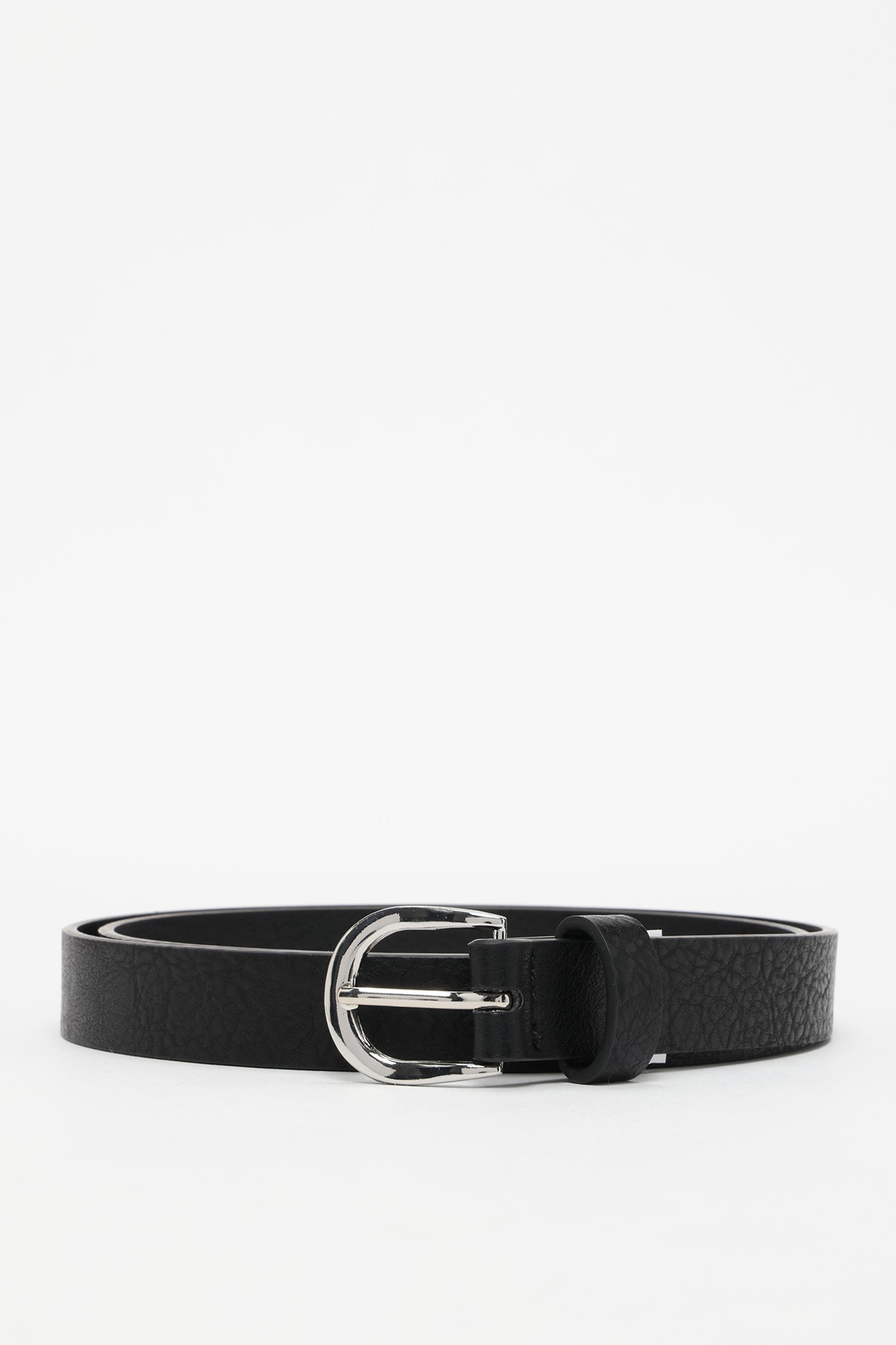 Textured leather effect belt — BLACK