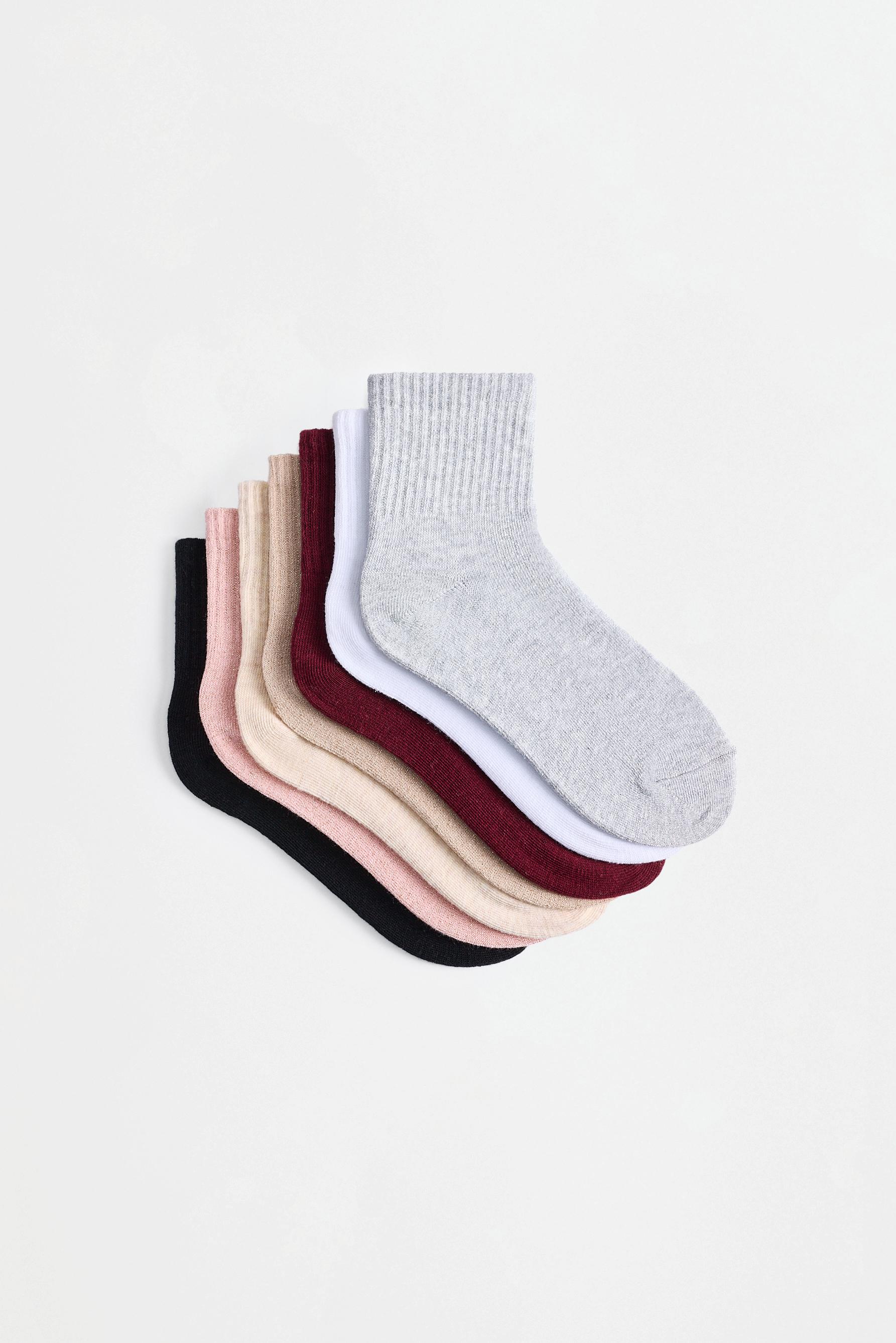 Plain ankle socks (7-pack) — PINK
